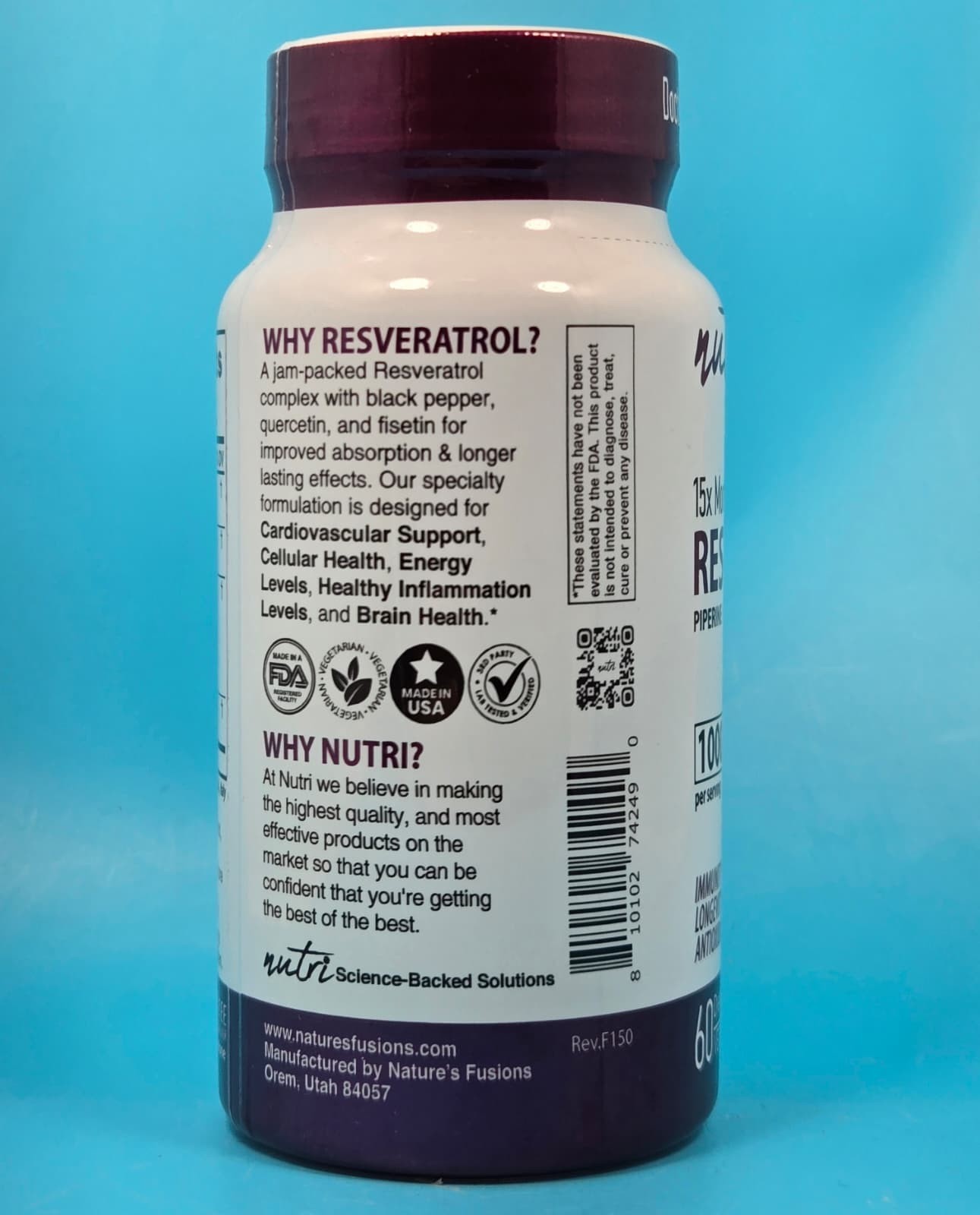 Resveratrol+, 1,000 mg, 60 Pcs For Immunity 15x More Bioavailability Exp 07/2028