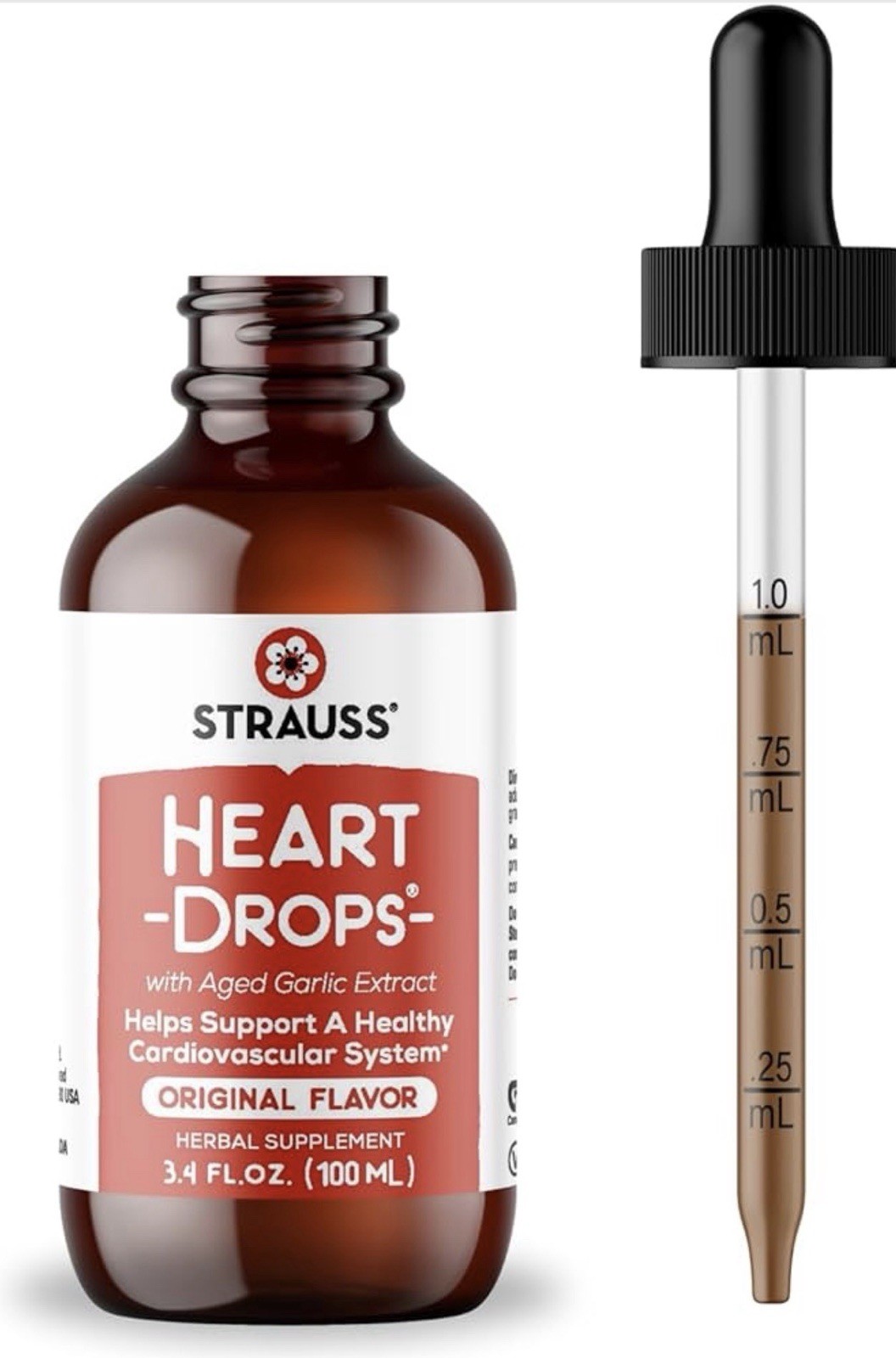 Strauss Naturals Heart Drops – Natural Mistletoe & Aged Garlic Extract 3.4 Oz