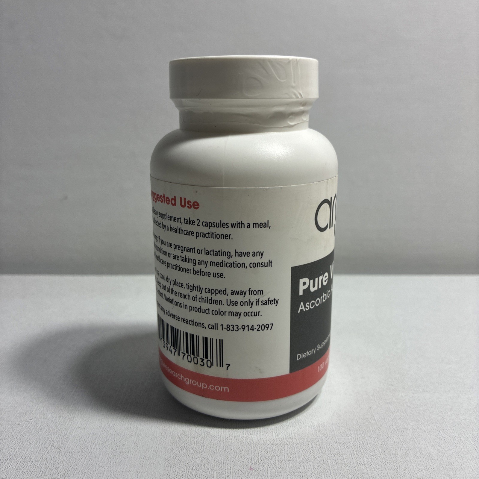 Allergy Research Group Pure Vitamin C Absorbic Acid/ 100 Caps/ New & Sealed