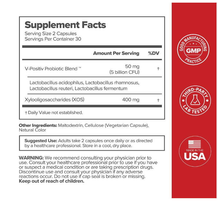 O Positiv URO Vaginal Probiotics 60 Capsules pH Balance Prebiotics Women