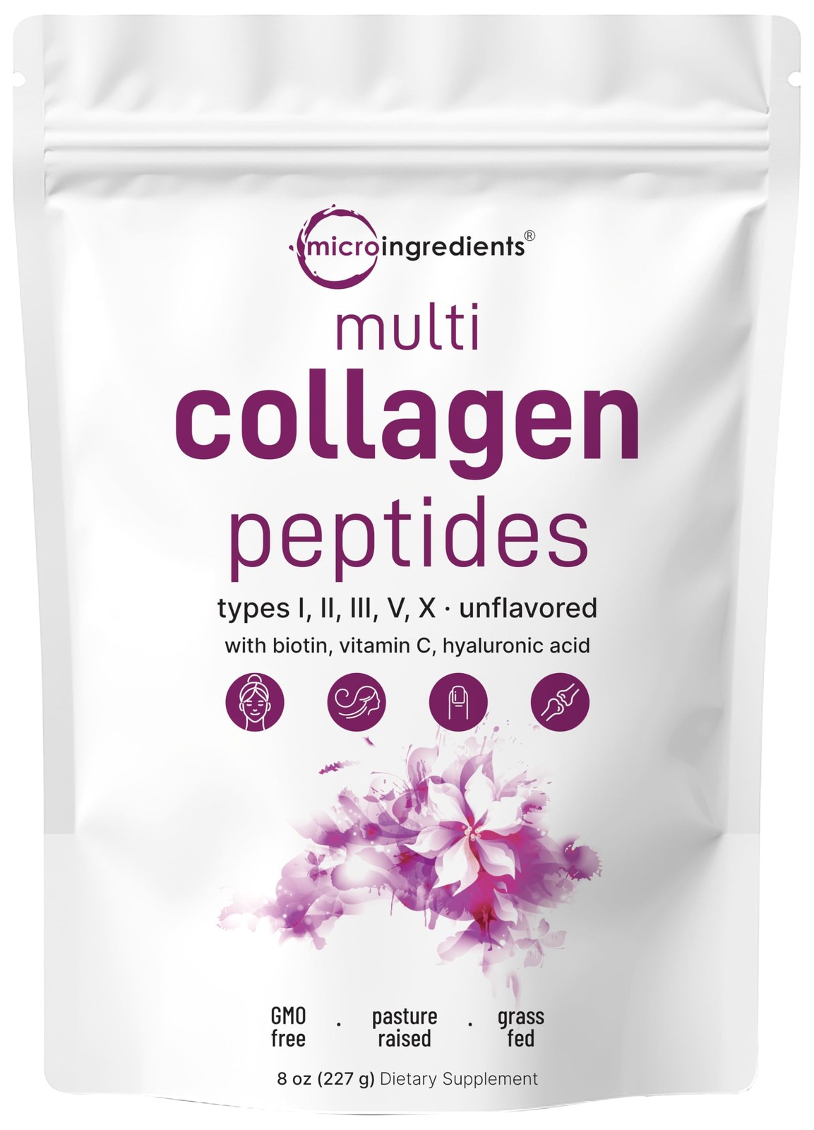 Micro Ingredients Multi Collagen Peptides Powder, 8oz – 8 Ounce (Pack of 1)