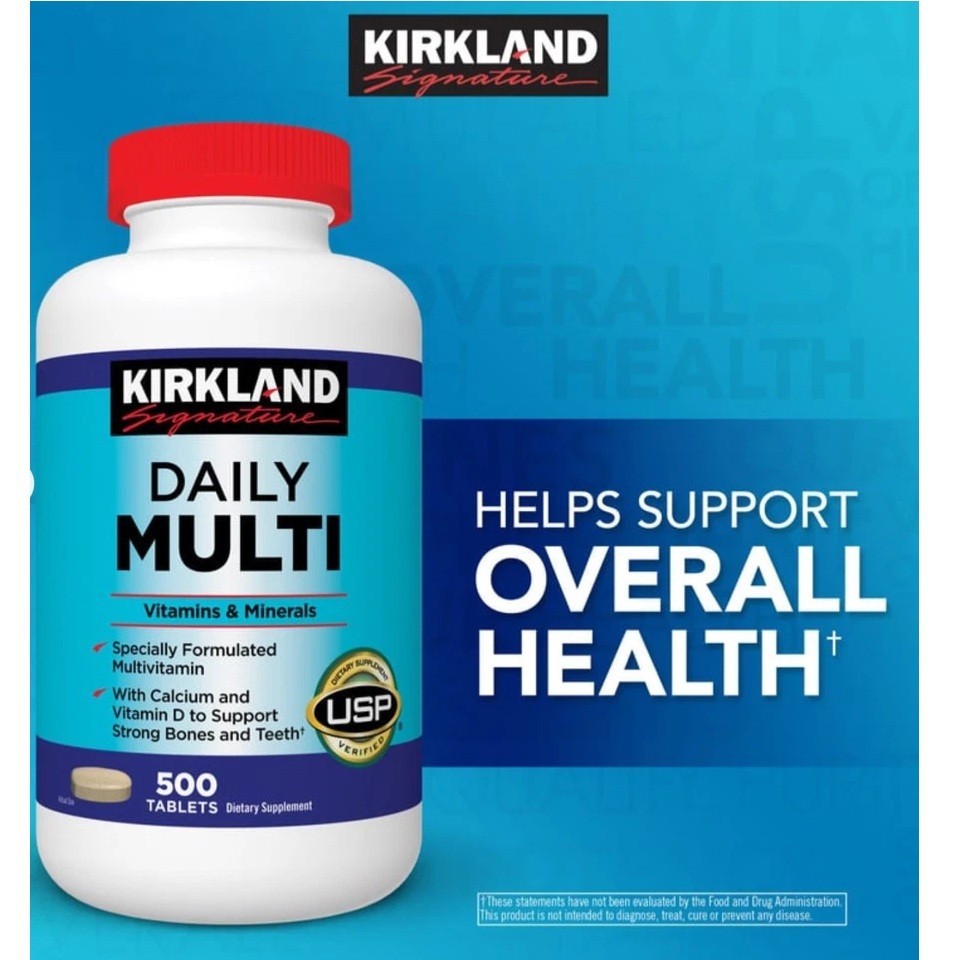 2 X Kirkland Daily Multi, 500 Tablets Multivitamin, With Calcium & Vitamin D-USP