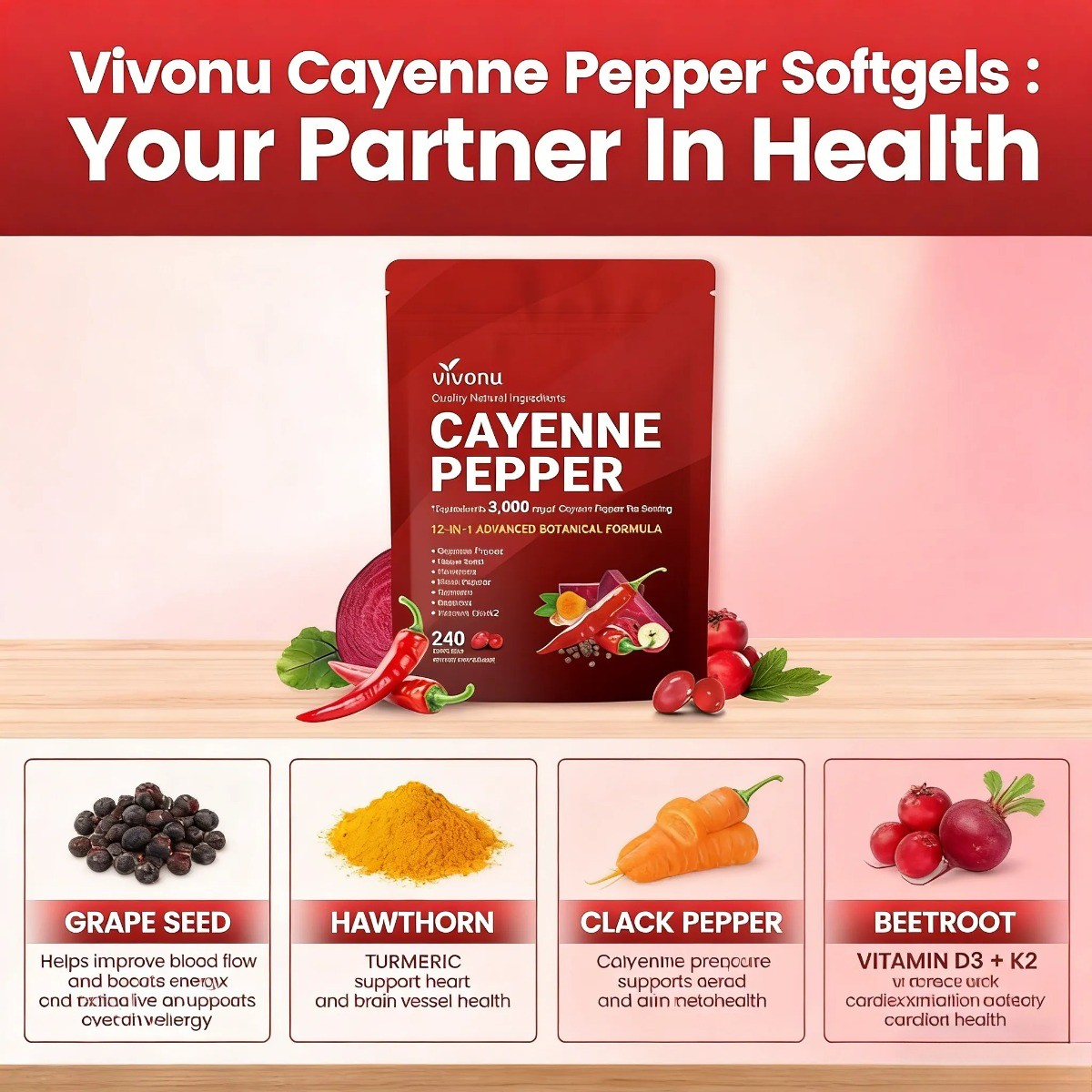 3/2PACK Cayenne Pepper Softgels Supplement – 240 Capsules NEW FREE SHIP