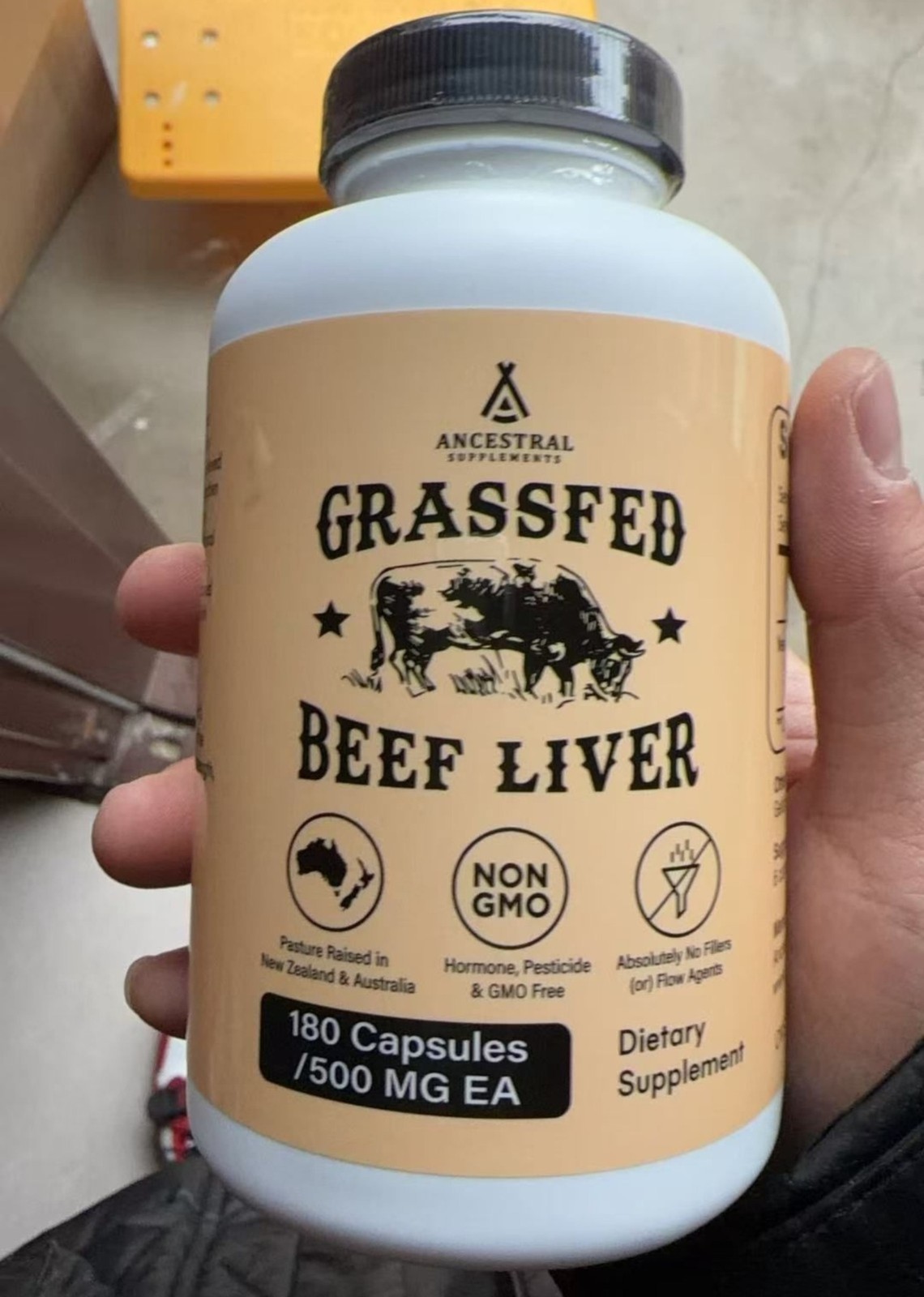180Capsules-Ancestral Supplements Grassfed Beef Liver 500mg EA Exp 07/2028
