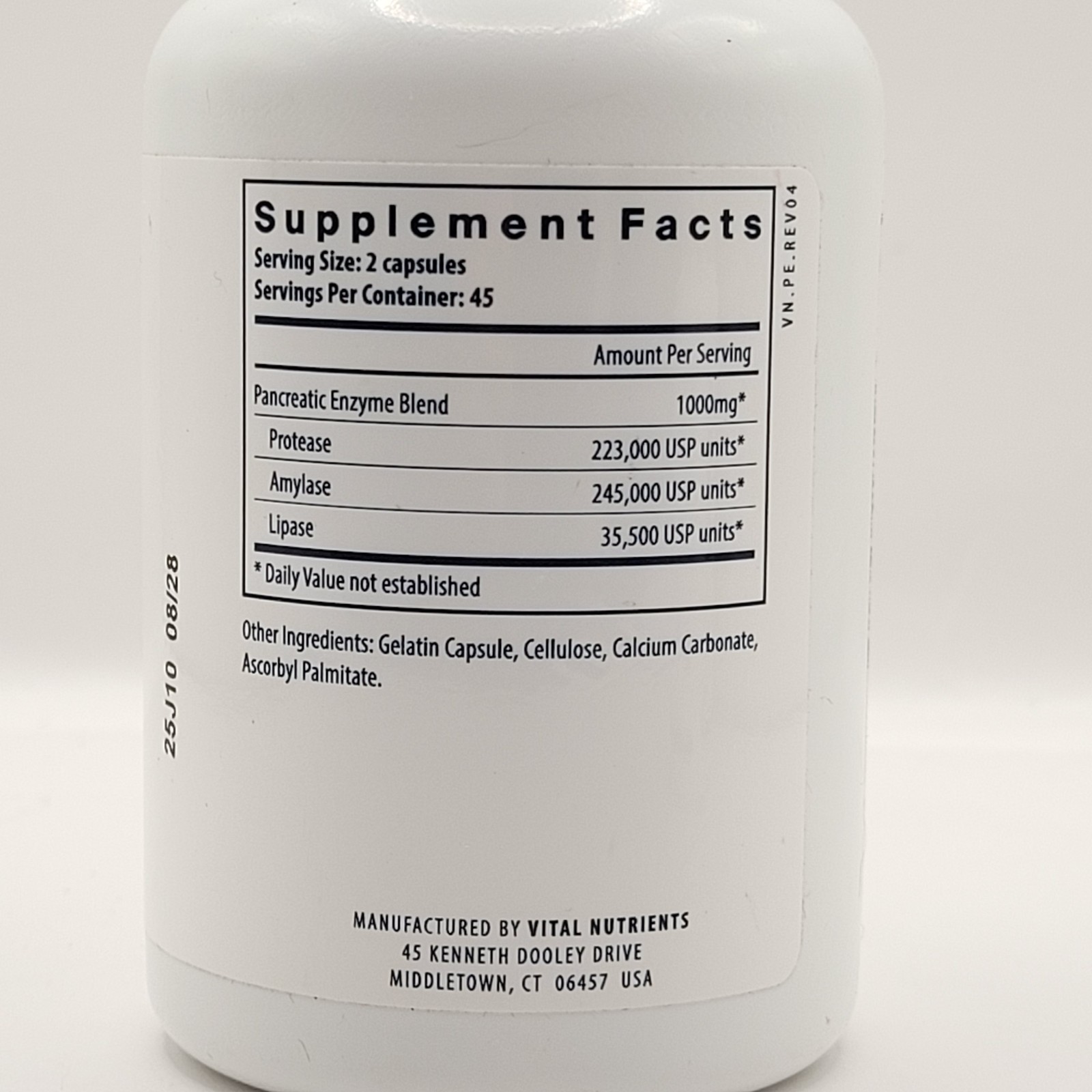 Vital Nutrients PANCREATIC ENZYMES 1000mg 90 Capsules Aids Digestion