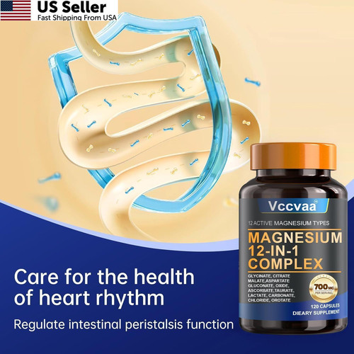 Magnesium Complex 700mg | 12-in-1 High Absorption Supplement | Glycinate,…