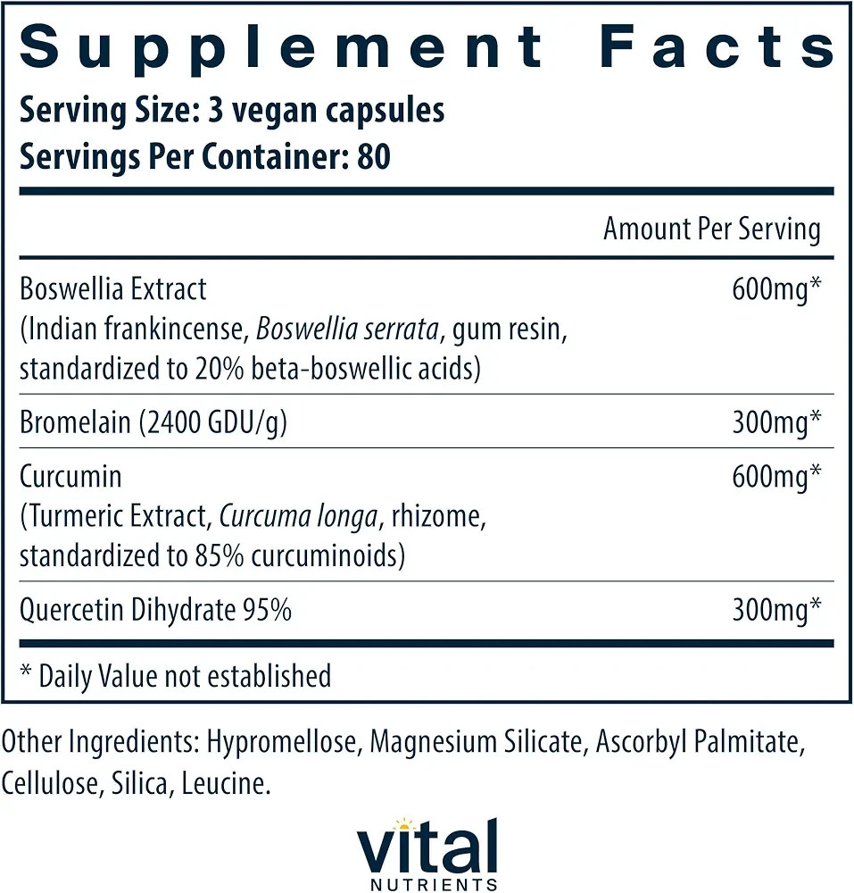 Vital Nutrients BCQ Vegan Joint & Digestive Support – 240 Veggie Capsules