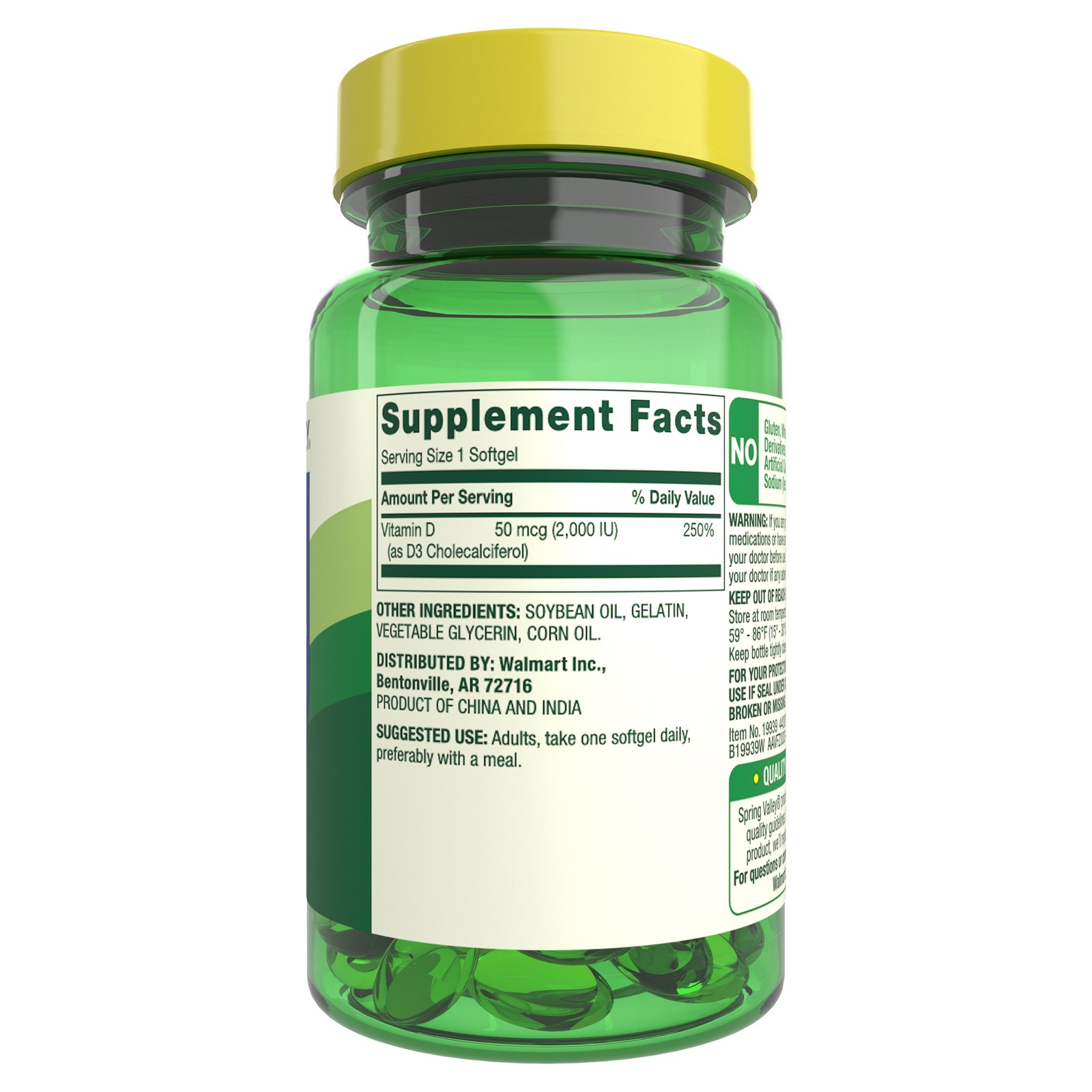 Vitamin D3 2000 IU Softgels, 200 Count