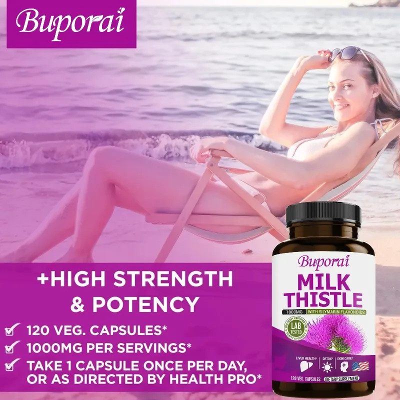 Milk Thistle 120pcs,Supports Cellular Energy,Liver Cleansing and Repair,Vitality