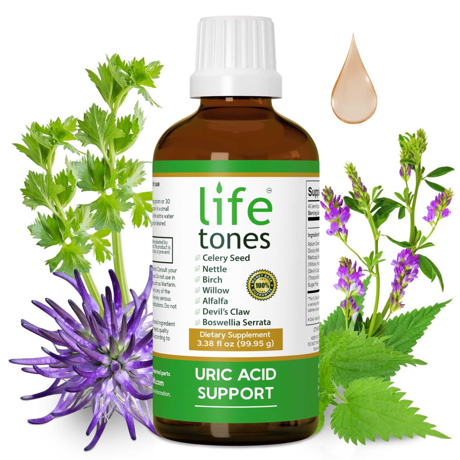 URIC ACID SUPPORT Liquid Herbal Cleanse Detox Joint Comfort 3.38 Fl Oz LIFETONES