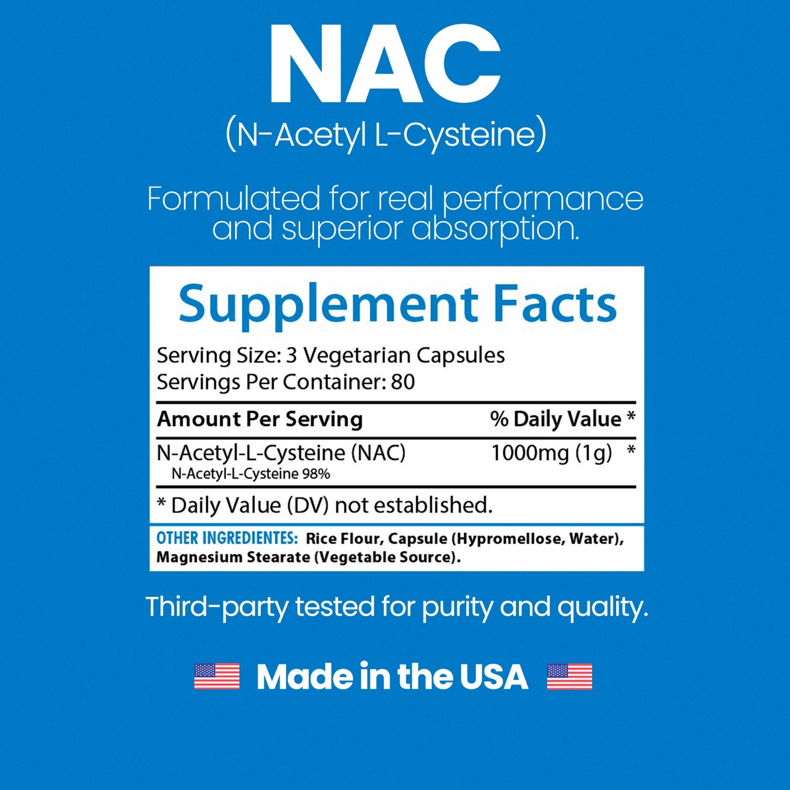 HealthFare N-Acetyl-Cysteine (NAC) 1000mg 240 Caps Immune System Function