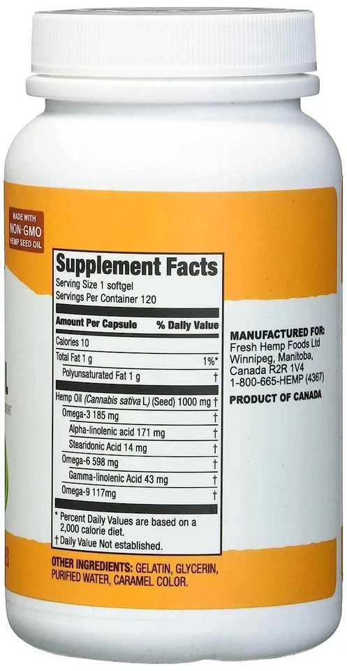 Manitoba Harvest Hemp Seed Oil 120 sgels (Pack of 6)