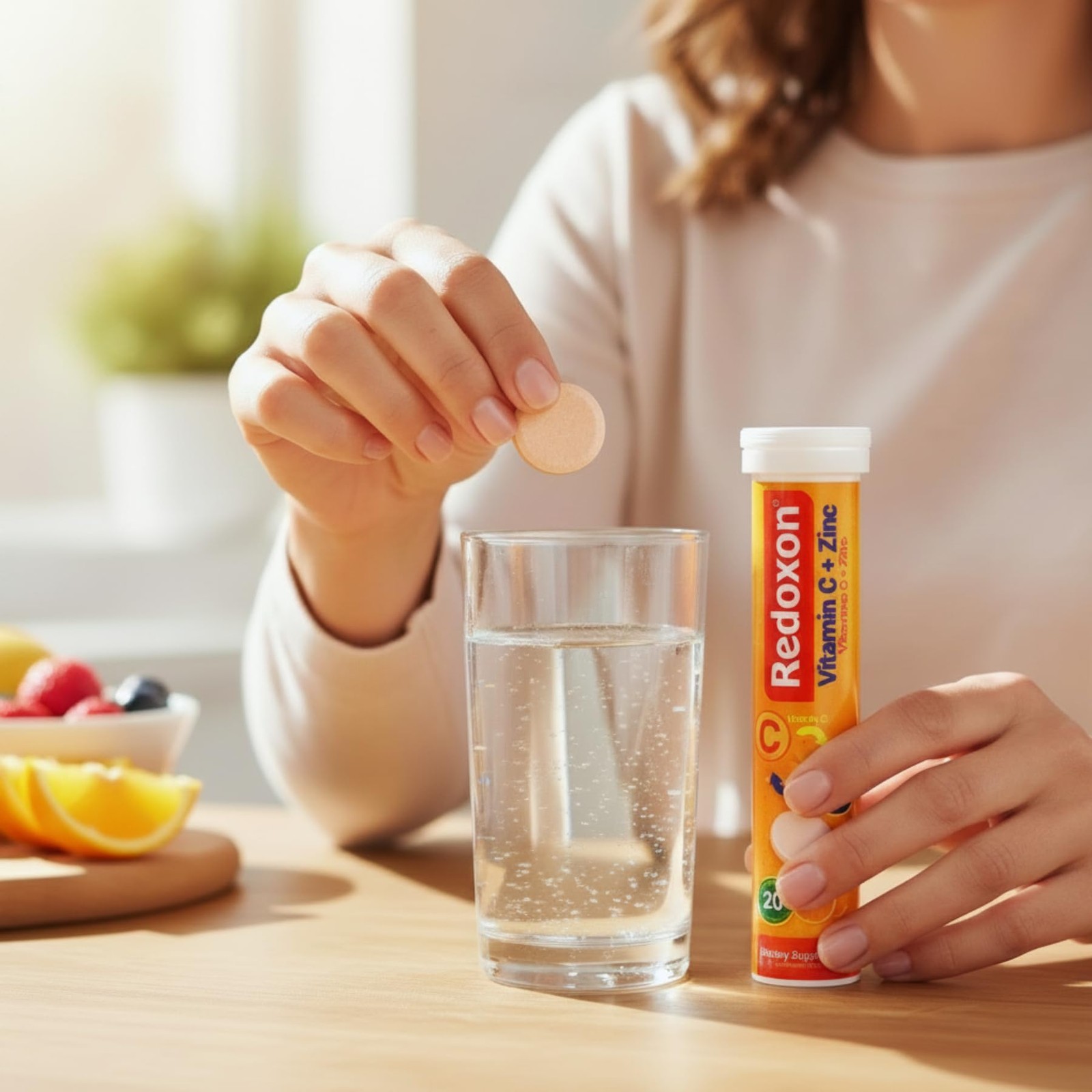 Redoxon Vitamin C + Zinc, Effervescent Tablets 20 Count (Pack of 1), Orange