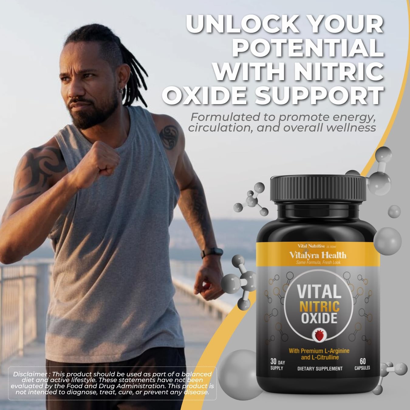VITAL NUTRITIVE Nitric Oxide Supplement for Men LArginine LCitrulline