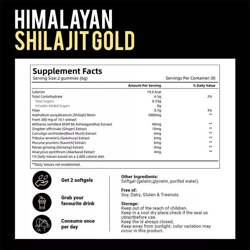 Gummies, Supplement, Micronutrient Shilajit Premium Himalayan New Shilajit 60