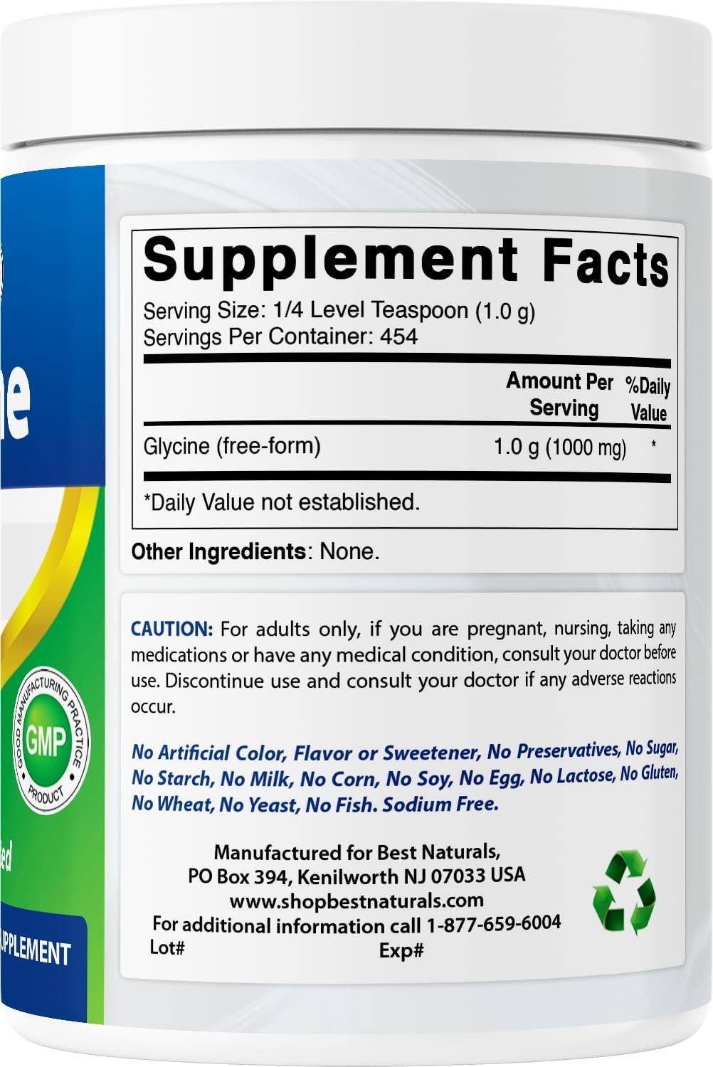 Glycine Powder 1 LB – Pure Relaxation Support & Energy Management, 454 Servings