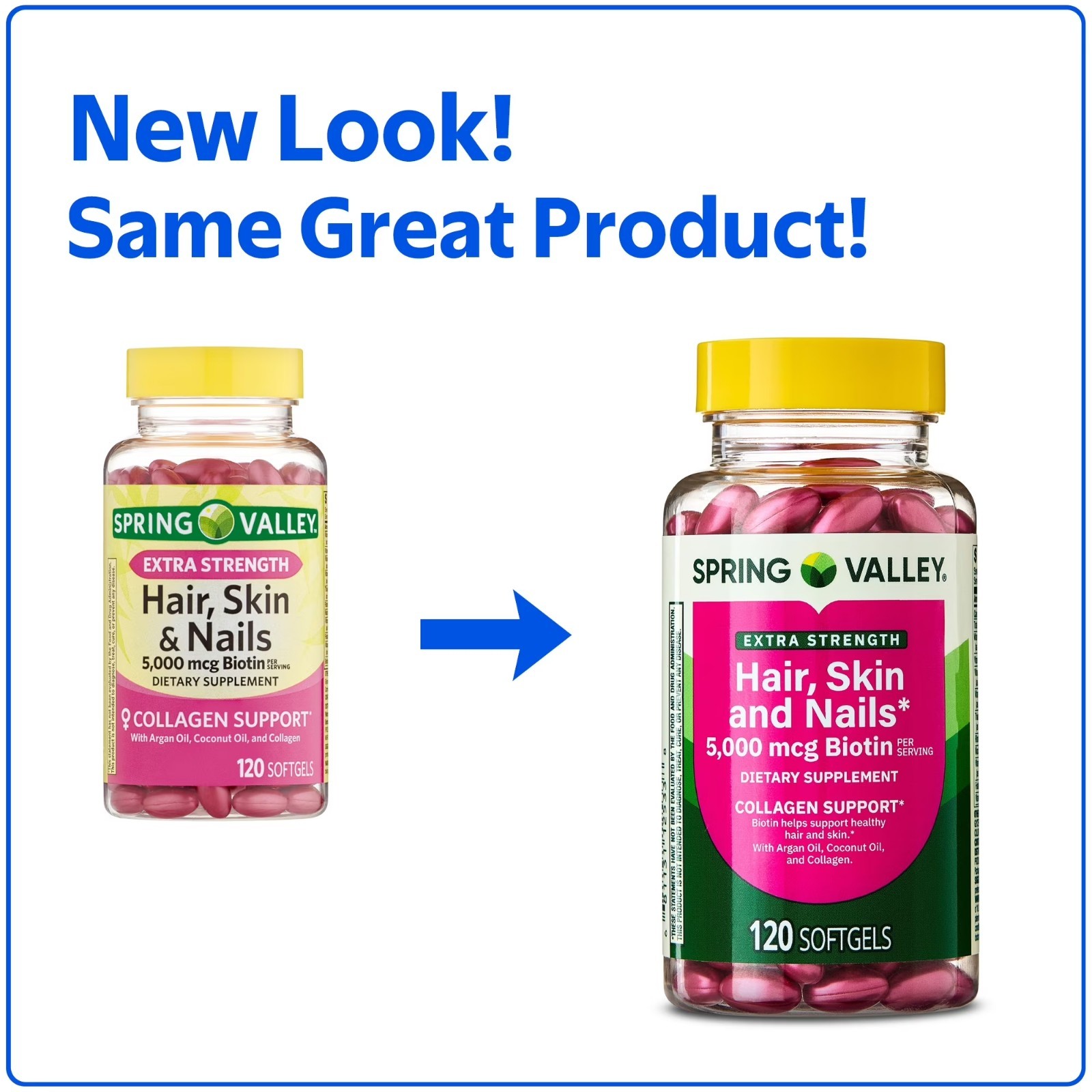 Spring Valley Biotin 5000 mcg, Hair Skin & Nails Support, 120 Softgels