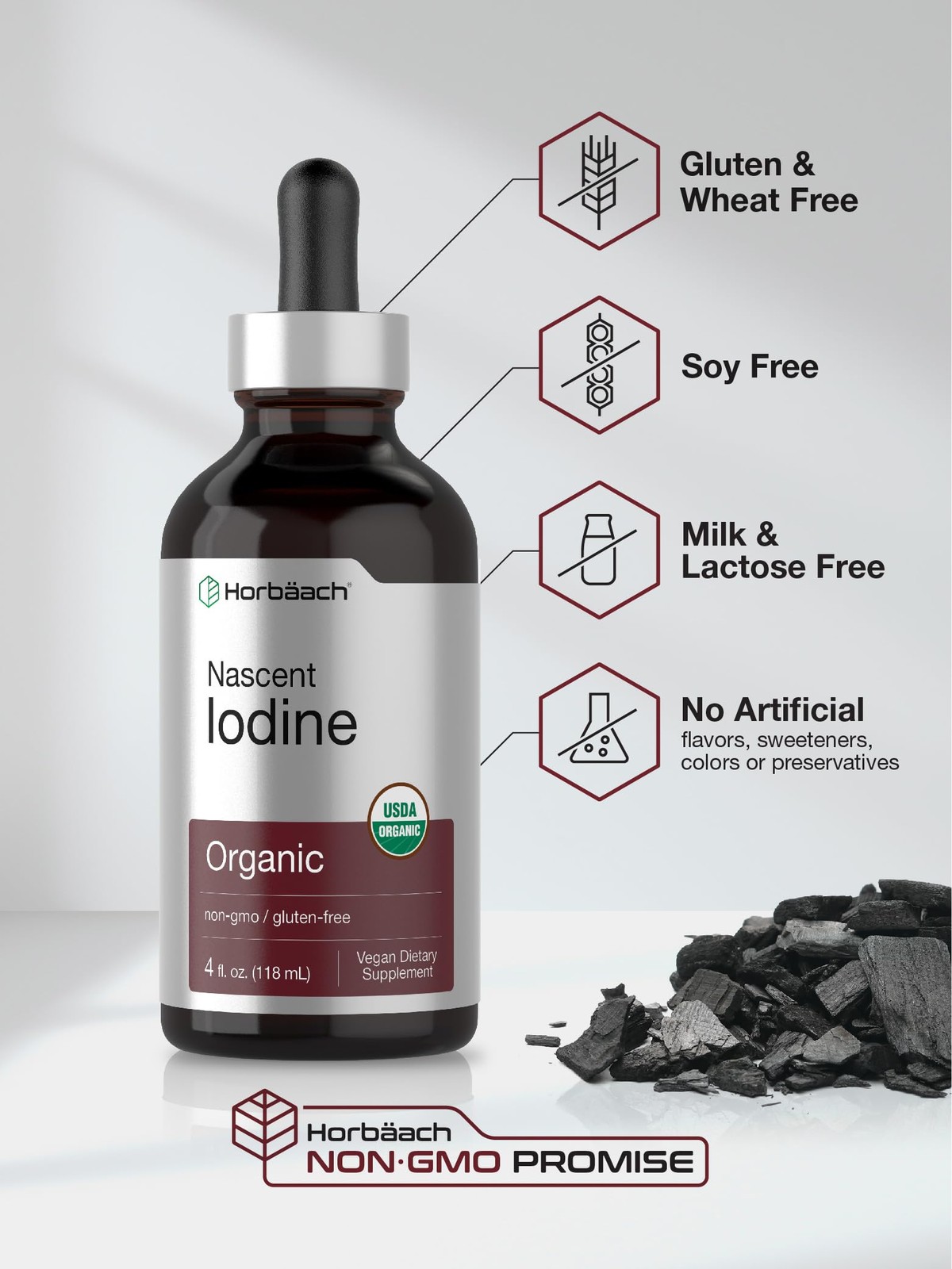 Horbaach Nascent Iodine Drops | 4 Fl Oz | Organic Liquid 4 (Pack of 1)