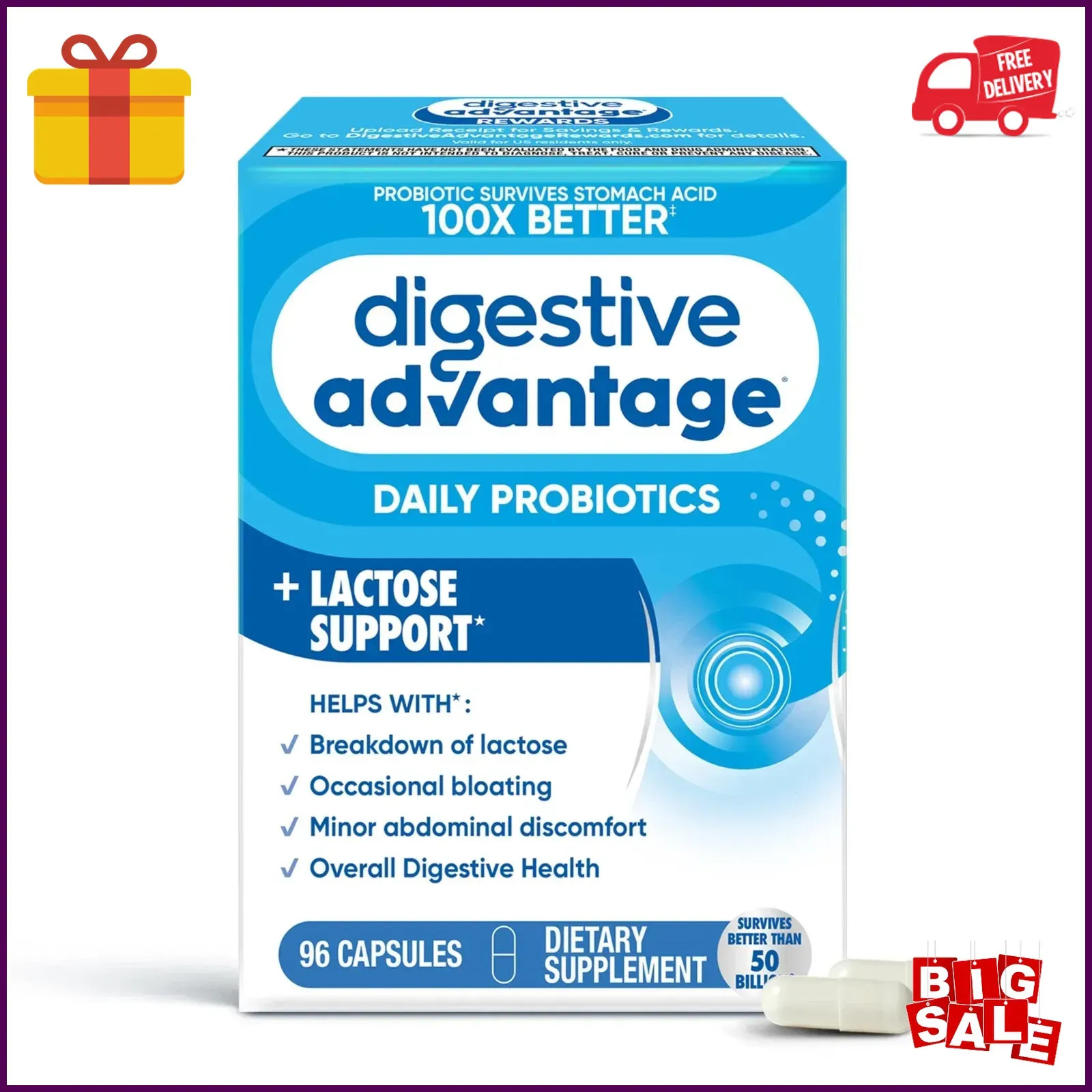 Digestive Advantage Lactose Defense Capsules 96ct Digestive Immune Support