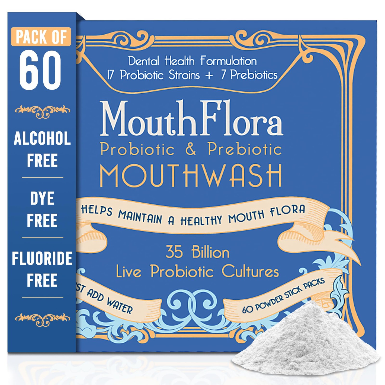 Probiotic & Prebiotic Mouthwash for Adults | Pack of 60 (2000mg/pc), White