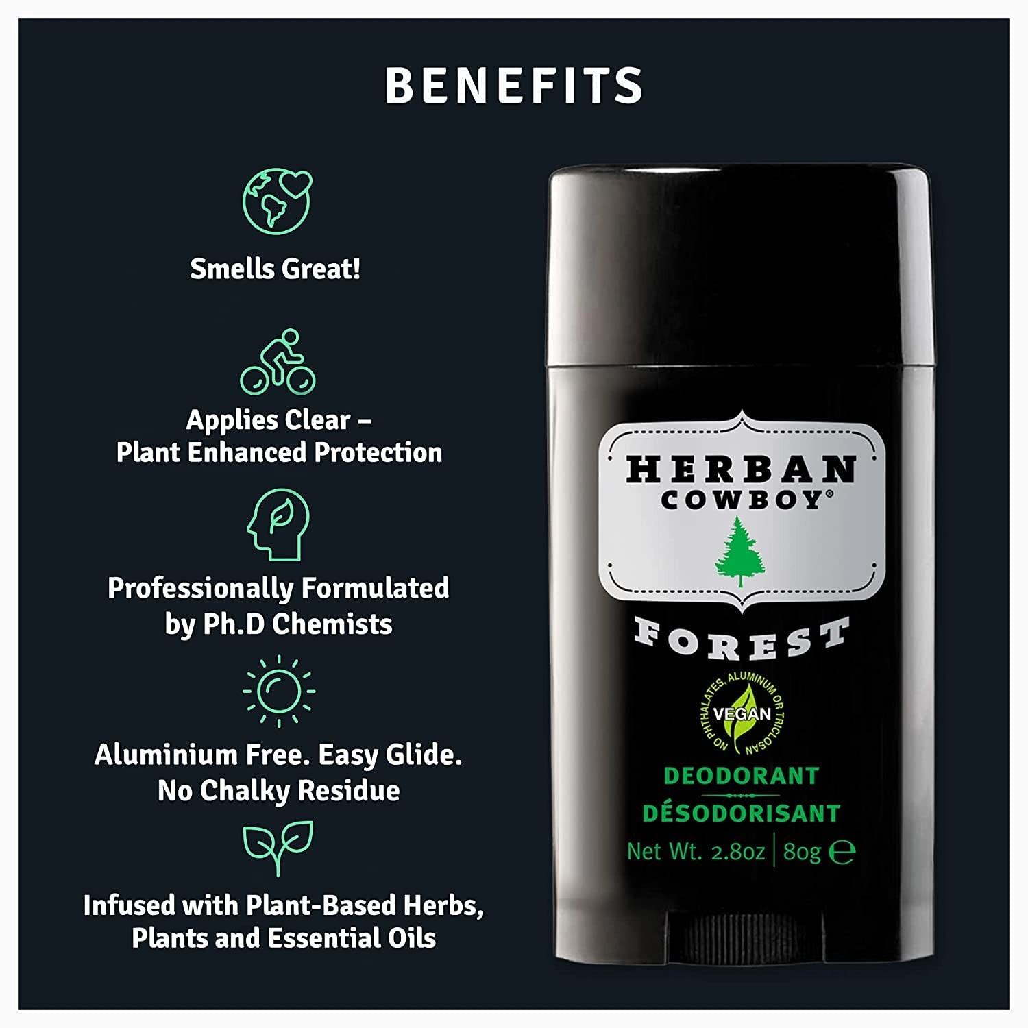 Herban Cowboy Forest Deodorant Maximum Protection 2.8 8.4 Ounce (Pack of 1)
