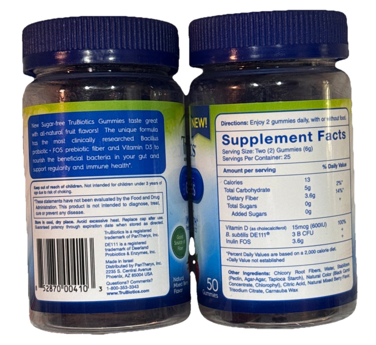 2 X TRUBIOTICS Probiotic & Prebiotics 100 Gummies-Sugar free-Digestive Immune