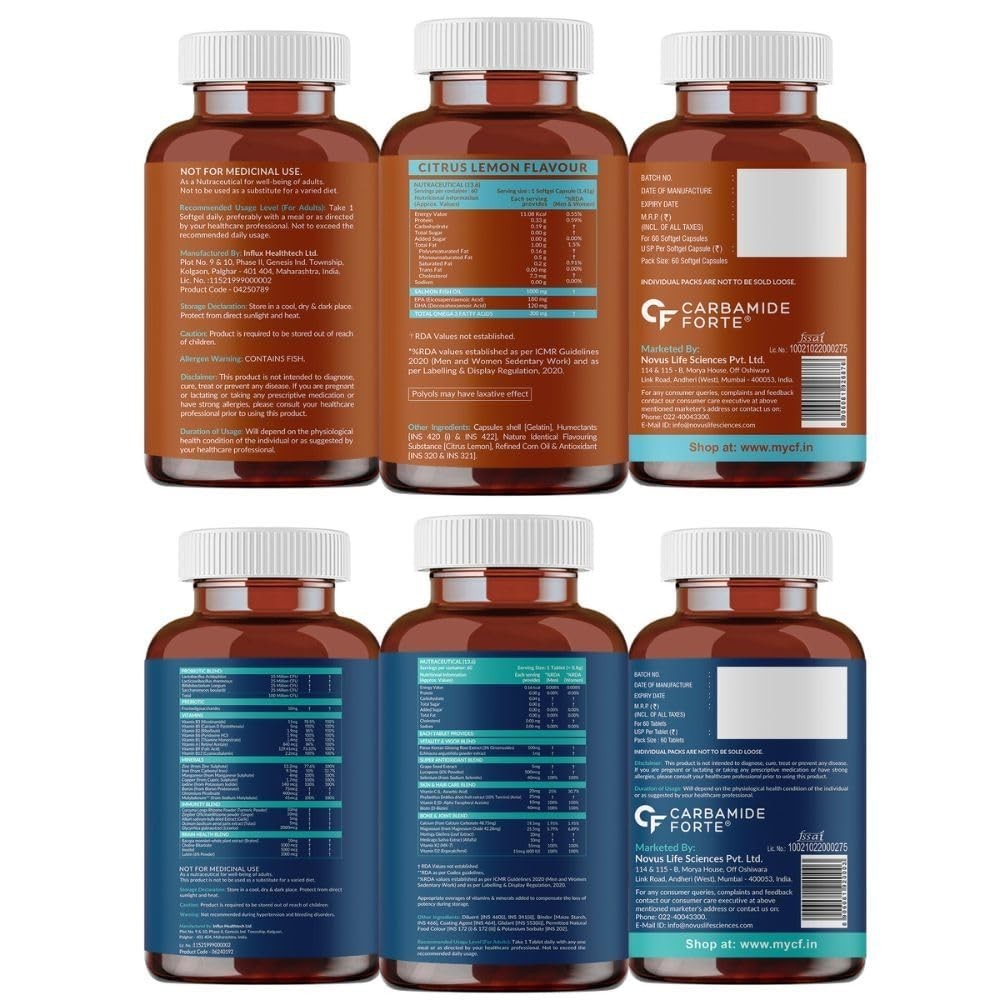 Carbamide Forte Men’s Multivitamin & Salmon Omega 3 Combo 60 Tabs 60 Softgels