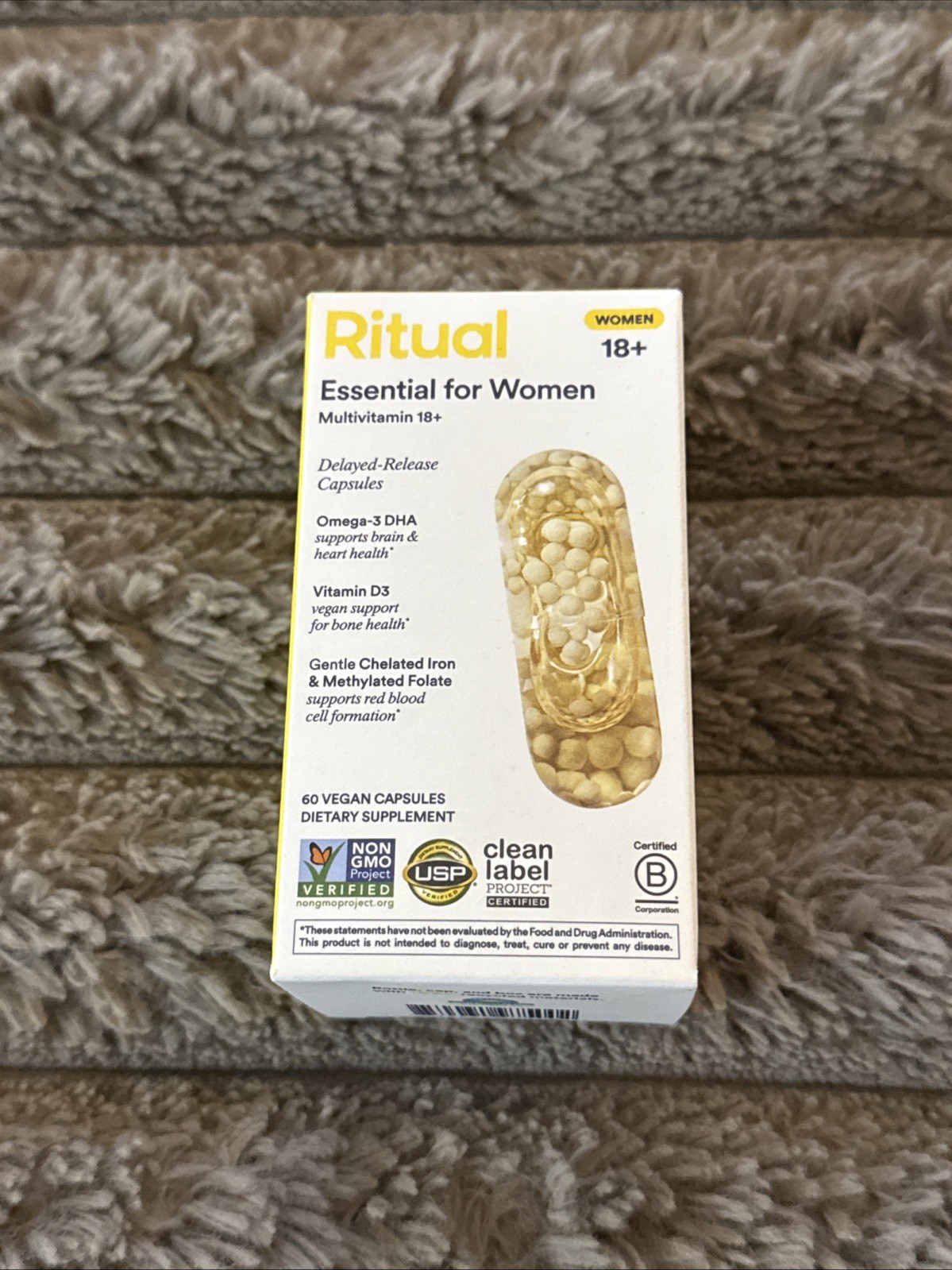 Ritual Multivitamin for Women 18+ with Omega-3 DHA 60 Vegan Caps 07/26 FRESH!