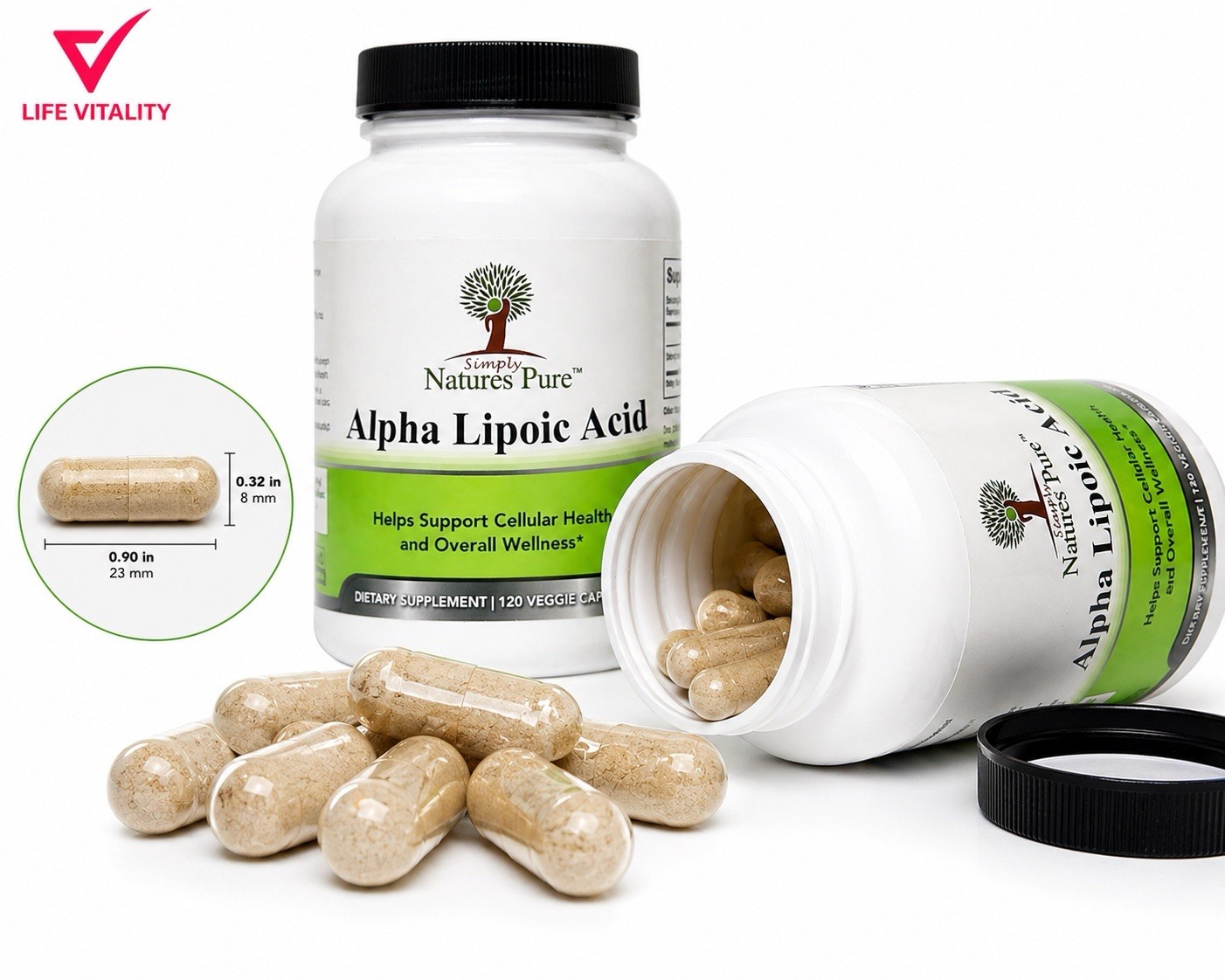 Simply Natures Pure Alpha Lipoic Acid 600Mg 120 Veggie Caps✅TWO PACK