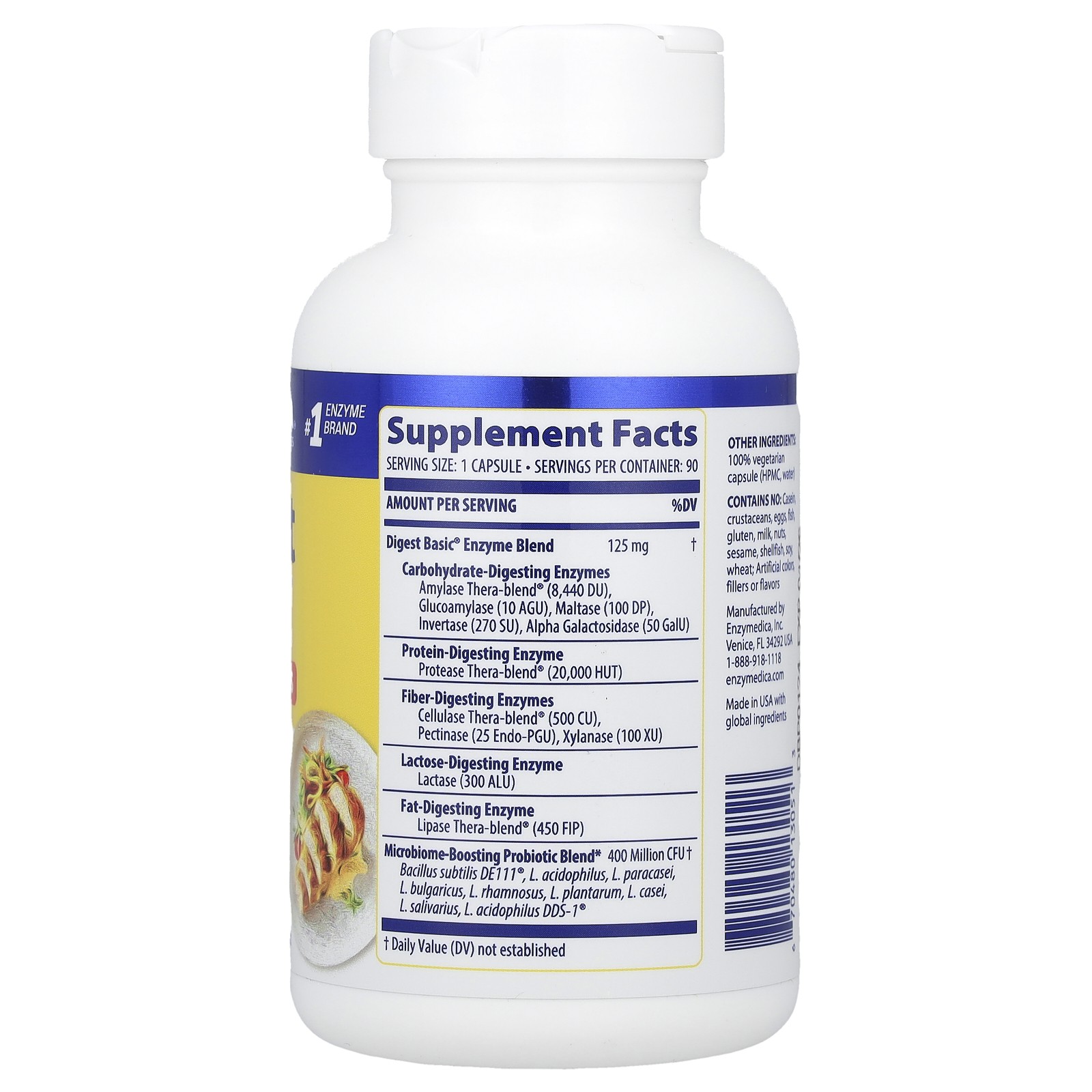 Enzymedica Digest Basic Probiotics 90 Capsules Nut Free, Casein-Free,