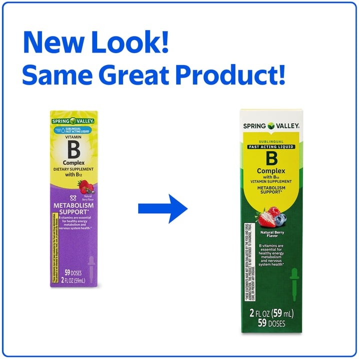 Spring Valley Vitamin B Complex with B12 Berry Flavor Supplement, 2 fl oz