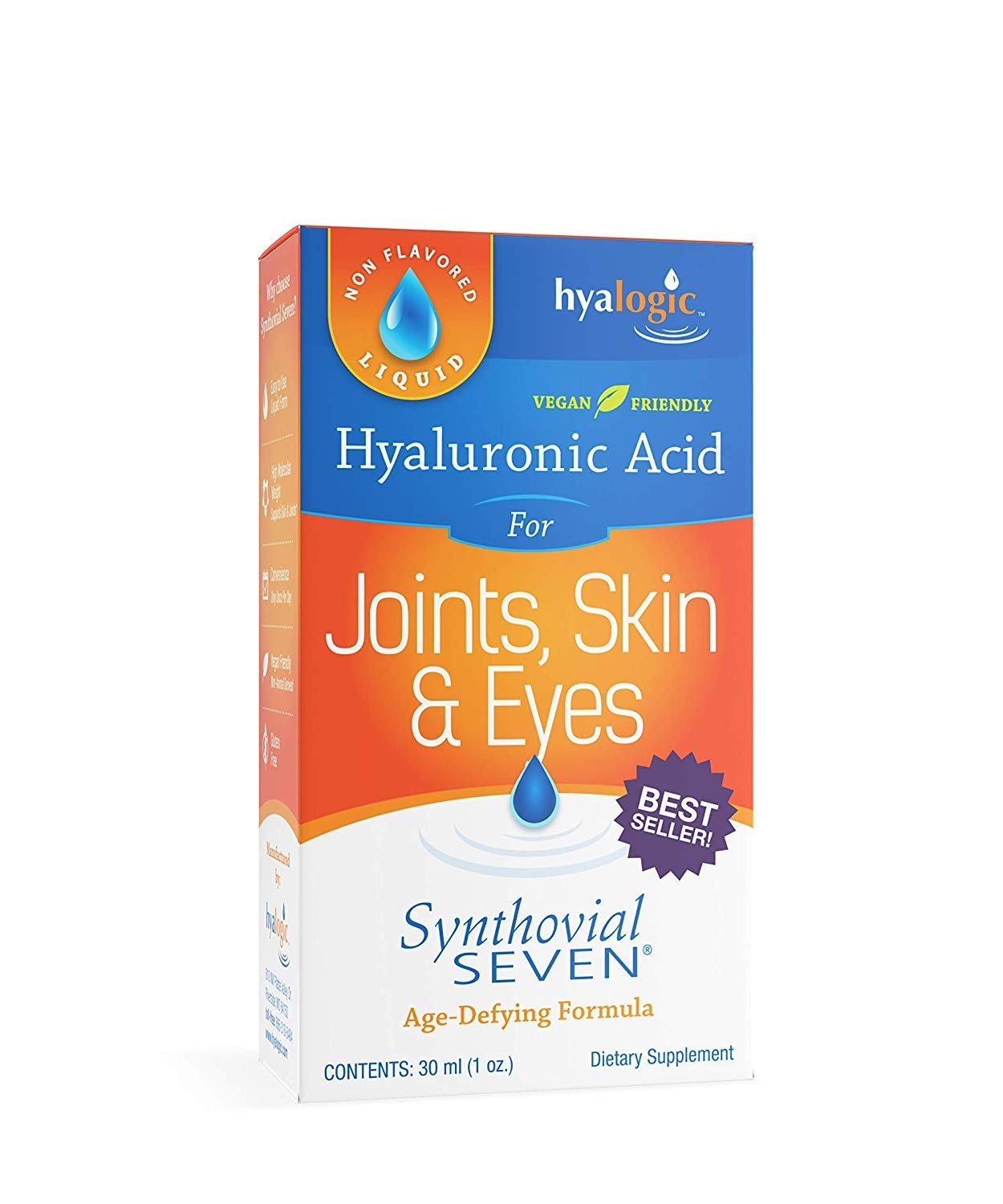 Hyalogic Synthovial Seven Liquid Hyaluronic Acid – Vegan 1 Fl Oz (Pack of 2)