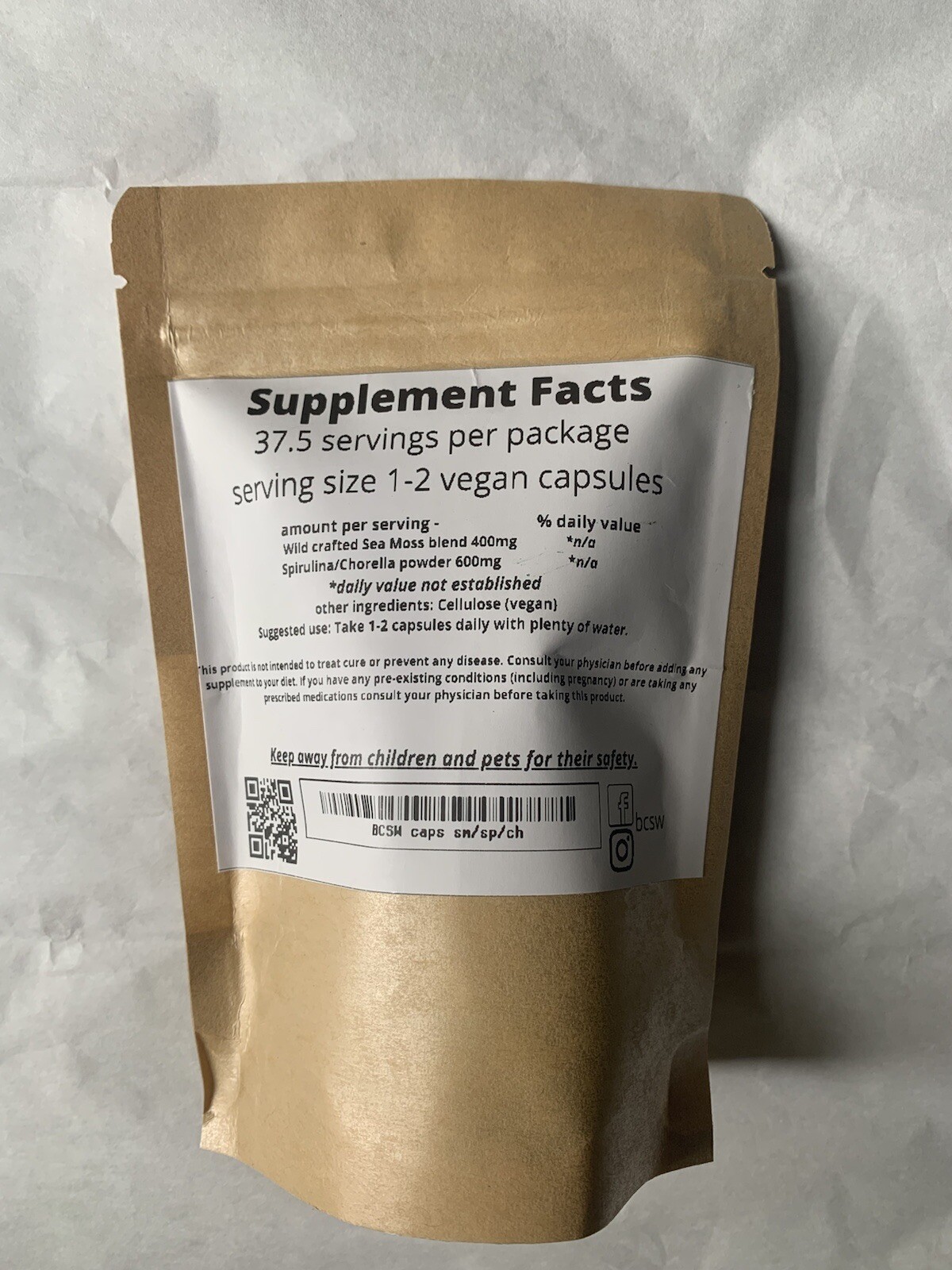 Organic Sea Moss, Spirulina & Chorella Capsules – Non GMO & Organic 2000mg