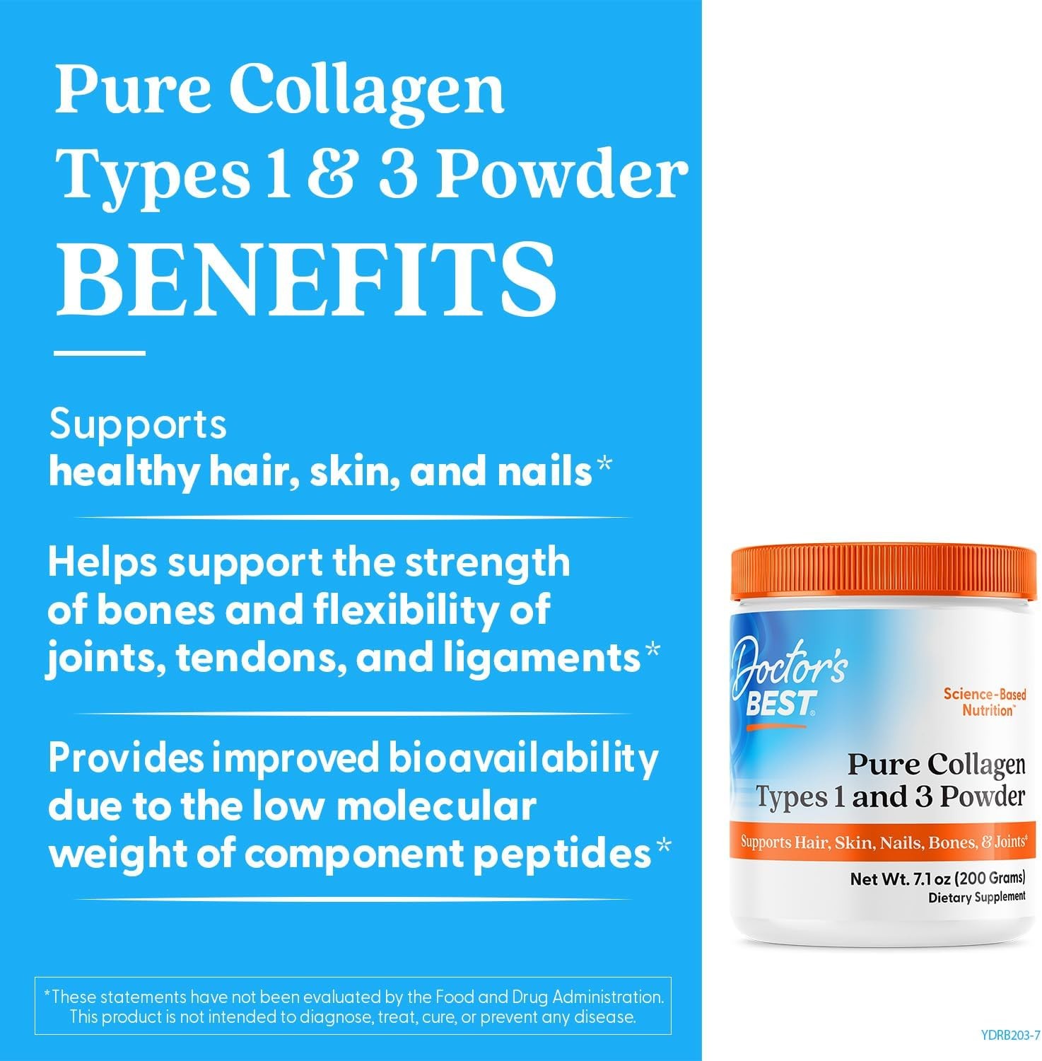 Doctor’s Best Pure Collagen Types 1 & 3, Promotes 7.1 Ounce (Pack of 1)
