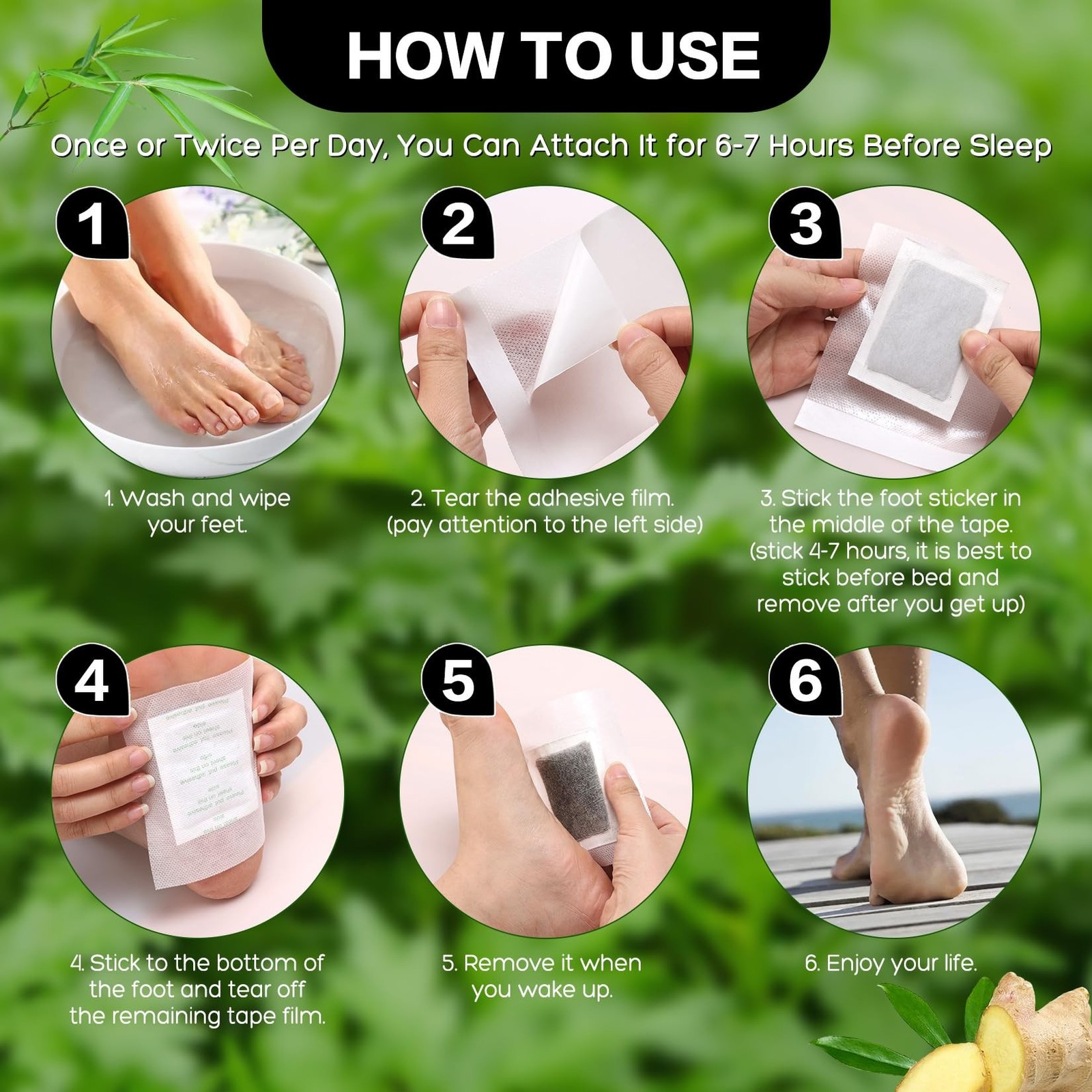 2 bags 100 Pack Foot Pads KIT Ginger Bamboo Patches Deep Cleansing