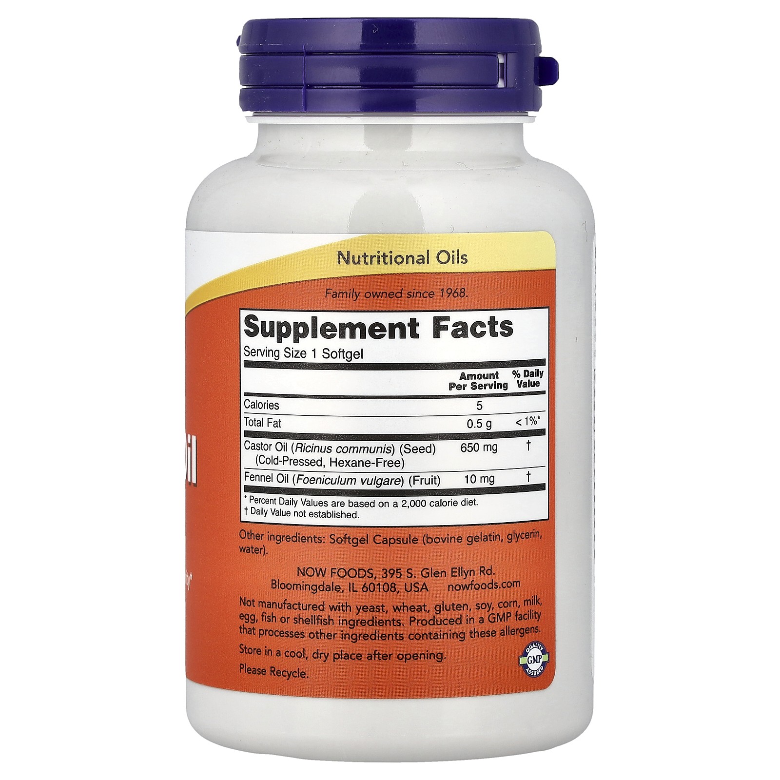 Castor Oil, 650 mg, 120 Softgels