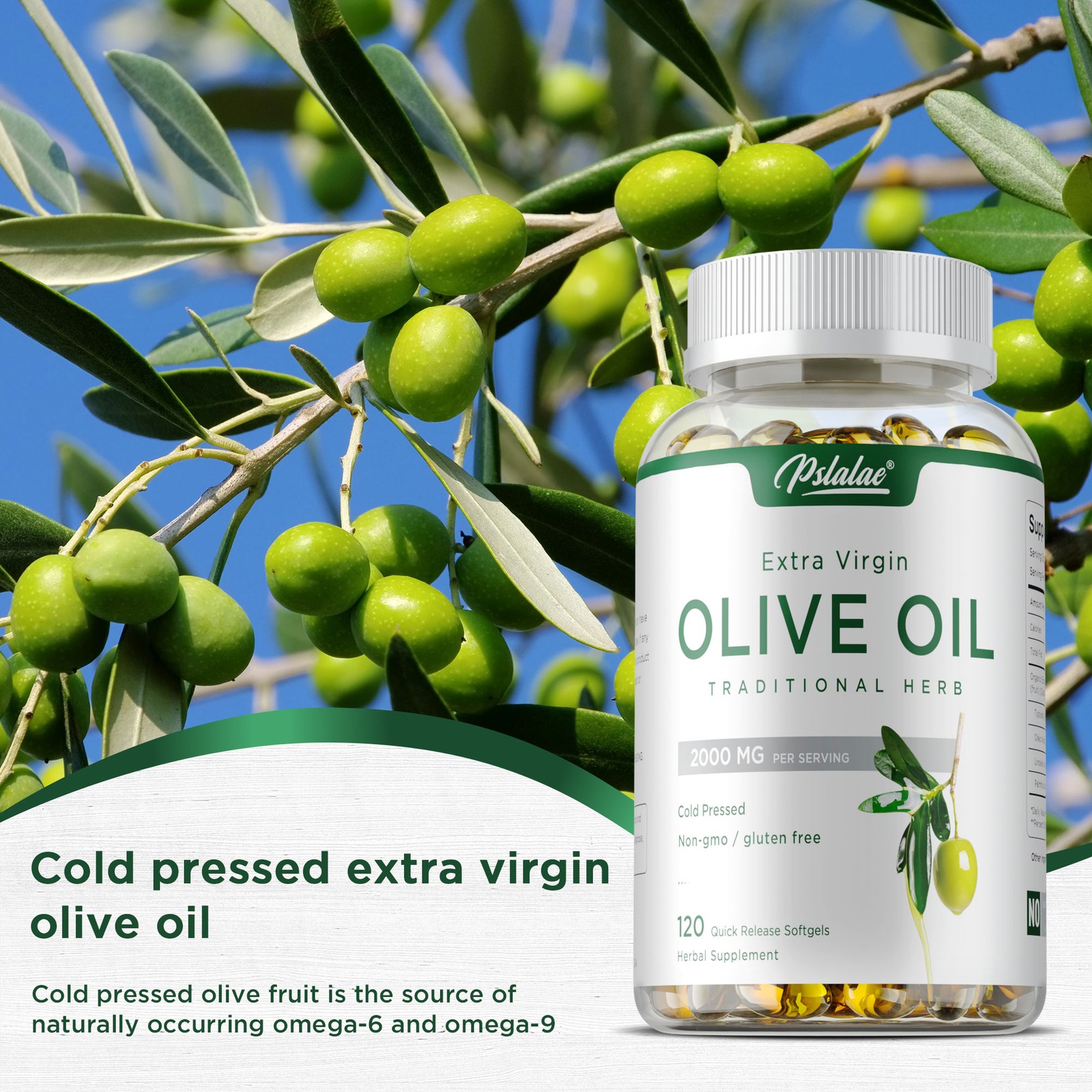 Olive Oil Softgels 2000mg – Cold Pressed Extra Virgin, Cardiovascular Health