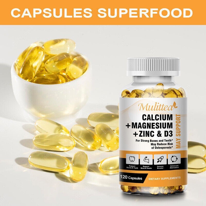 4Bottles Zinc Calcium Magnesium Vitamin D Complex Supplement Bone Muscle Immune