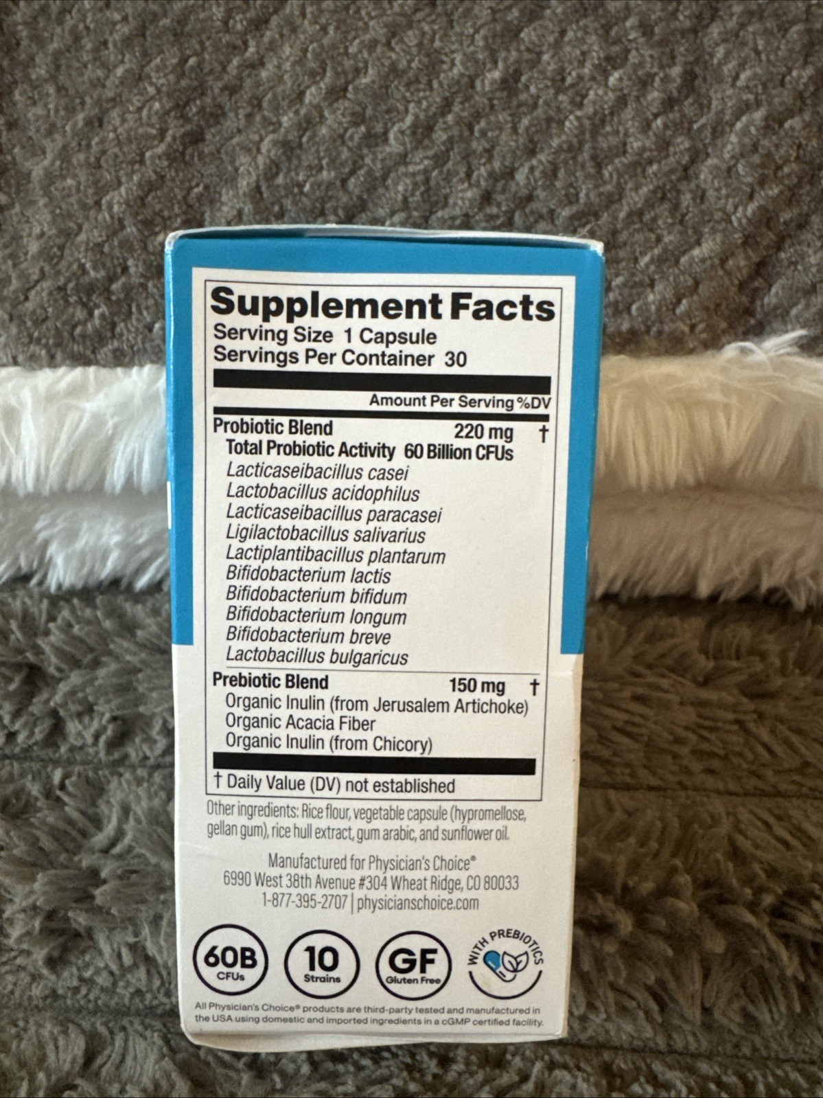 Physician’s Choice 60 Billion Probiotic 30 veg capsules Exp 01/27