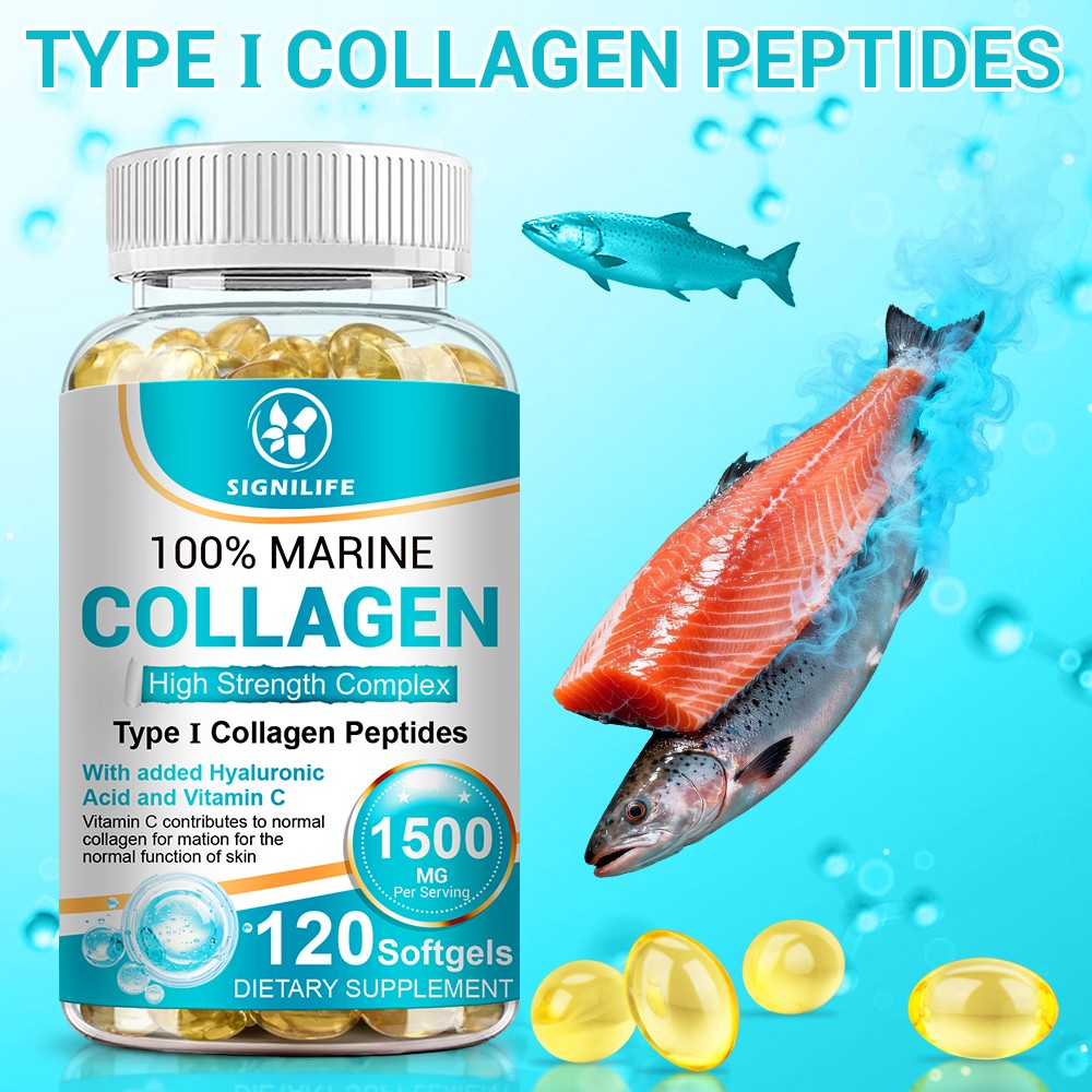 Hydrolysed Type I Marine Collagen 1300mg Capsules for Skin Nail & Hair Health