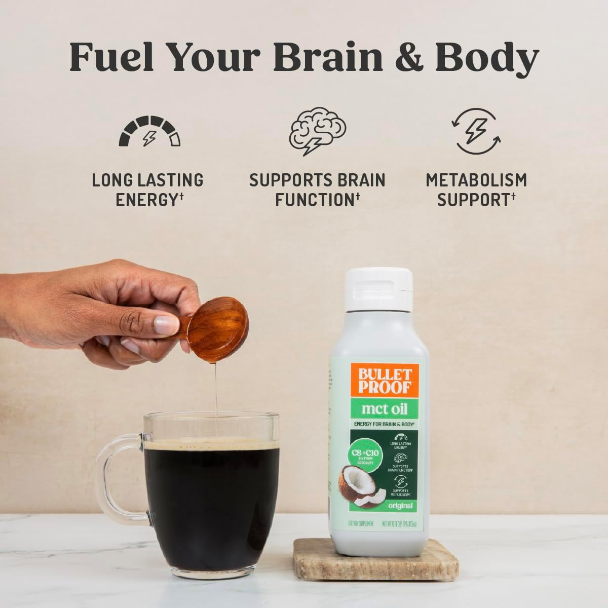 C8 & C10 MCT Oil, 100% Pure Coconut Oil, Triple-Distilled for Sustained Keto Ene