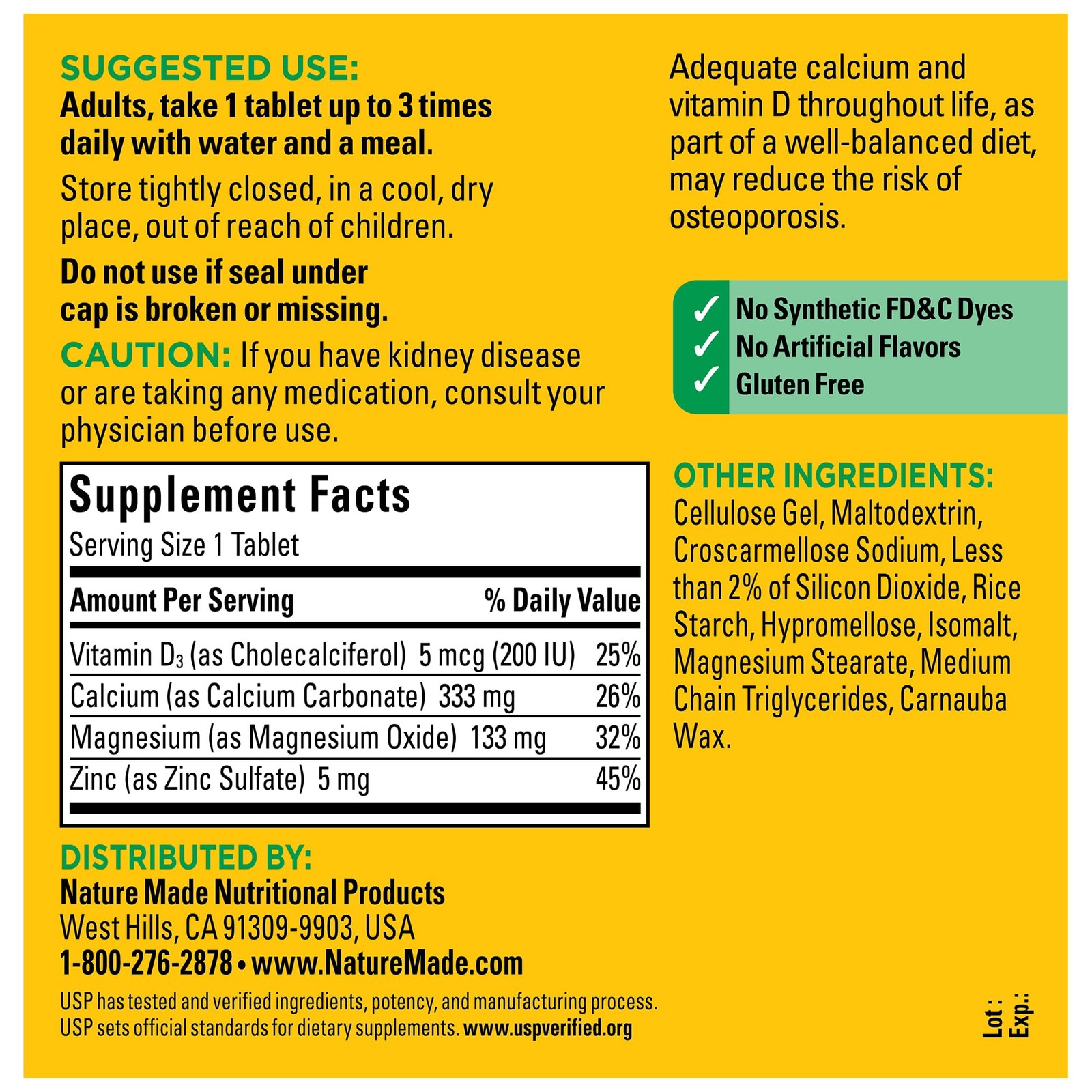 Nature Made Calcium Magnesium Zinc with 300 Count (Pack of 1), No Color