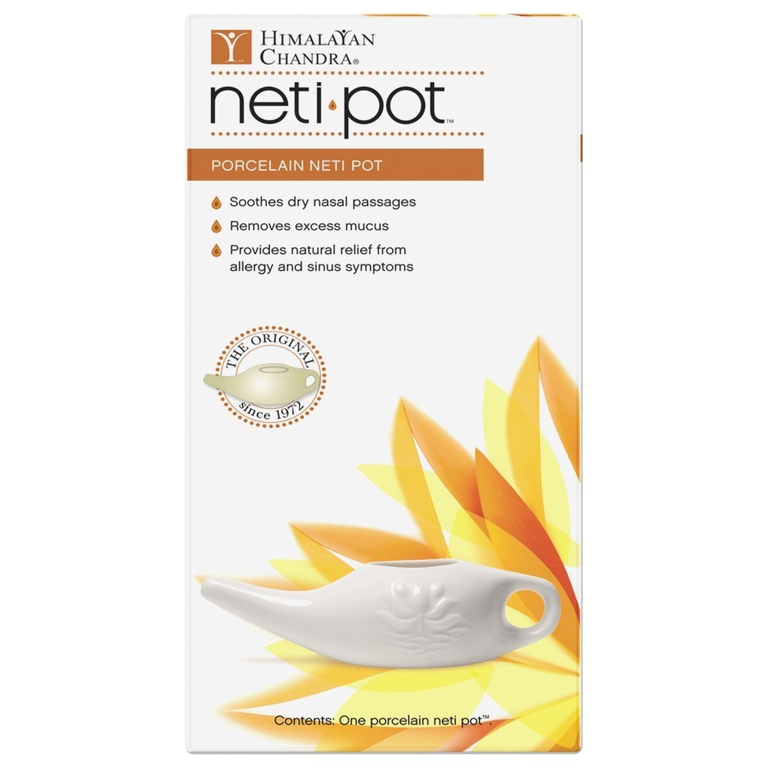 Himalayan Chandra Porcelain Neti Pot White/Yellow 8 Ounce (Pack of 1)