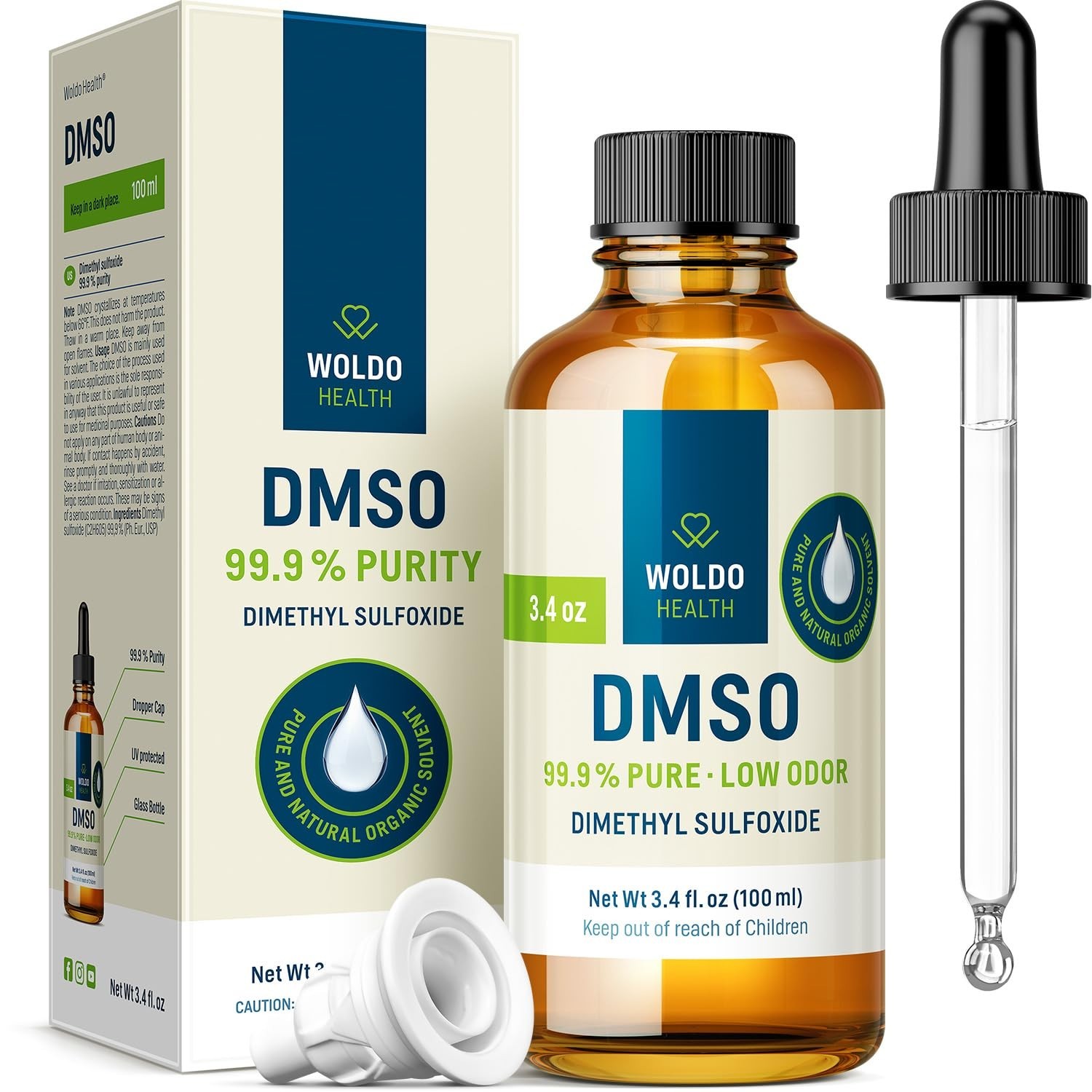 99.9% Pure DMSO Liquid – FT-IR Verified, Low Odor, 3.38 fl. oz in Glass Dropper