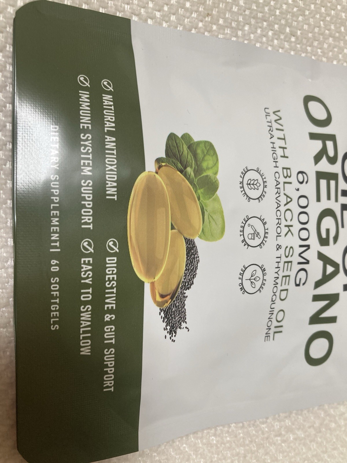 Resilia Organic Oregano Oil Softgels with Black Seed Oil 6000mg – Capsules 60ct