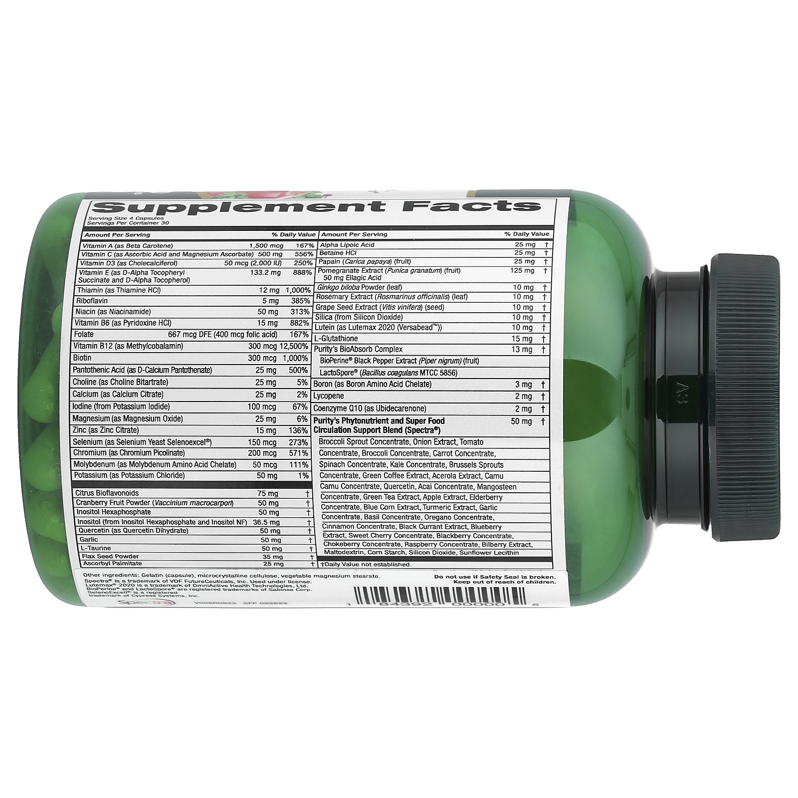 Purity Products Perfect Multi 120 Capsules Dairy-Free, No Artificial Colors, No