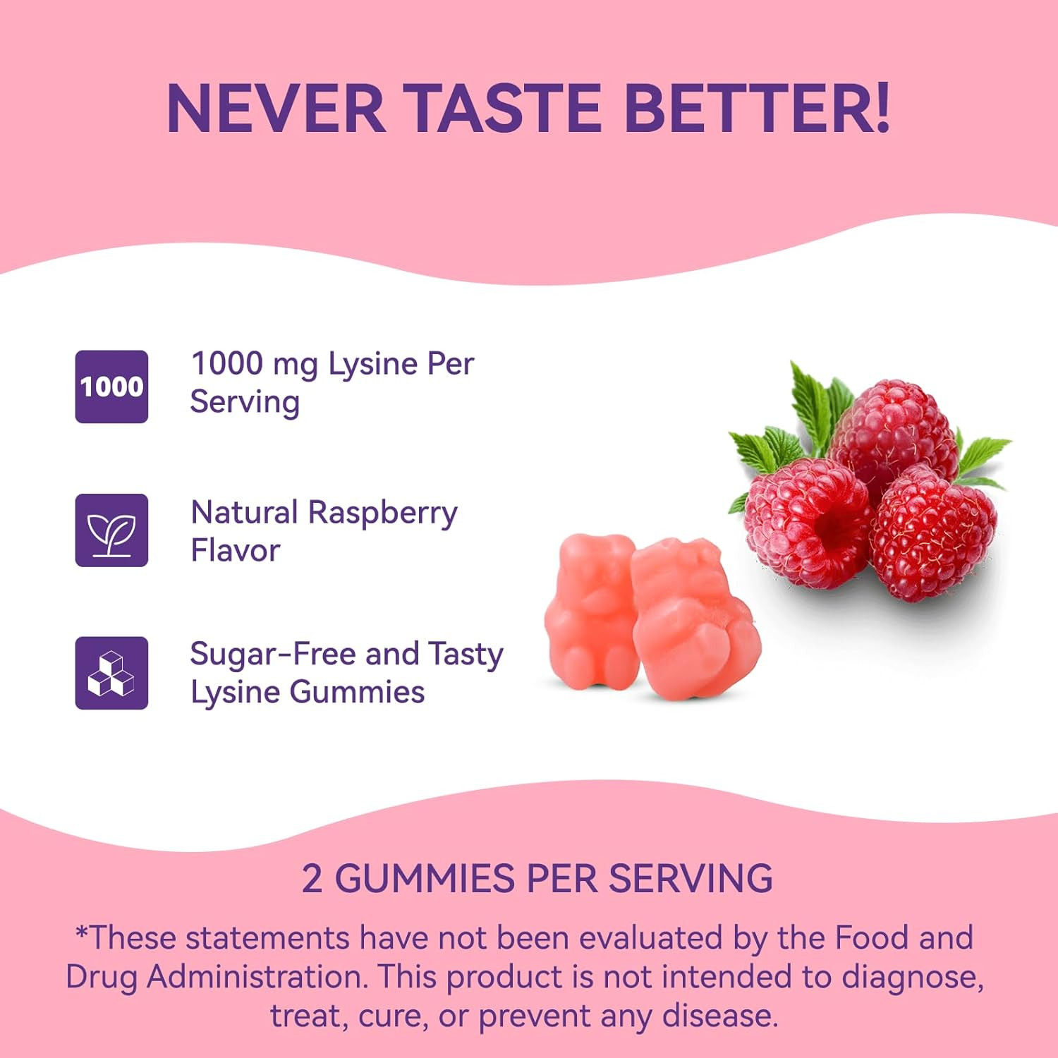 L-Lysine 1000Mg Gummies, Chewable Lysine Supplement for Adults, Lysine Gummies f