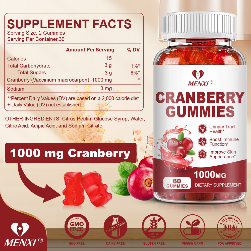 Cranberry Urinary Health Gummies Immune Support Bladder Health Hormonal Balance
