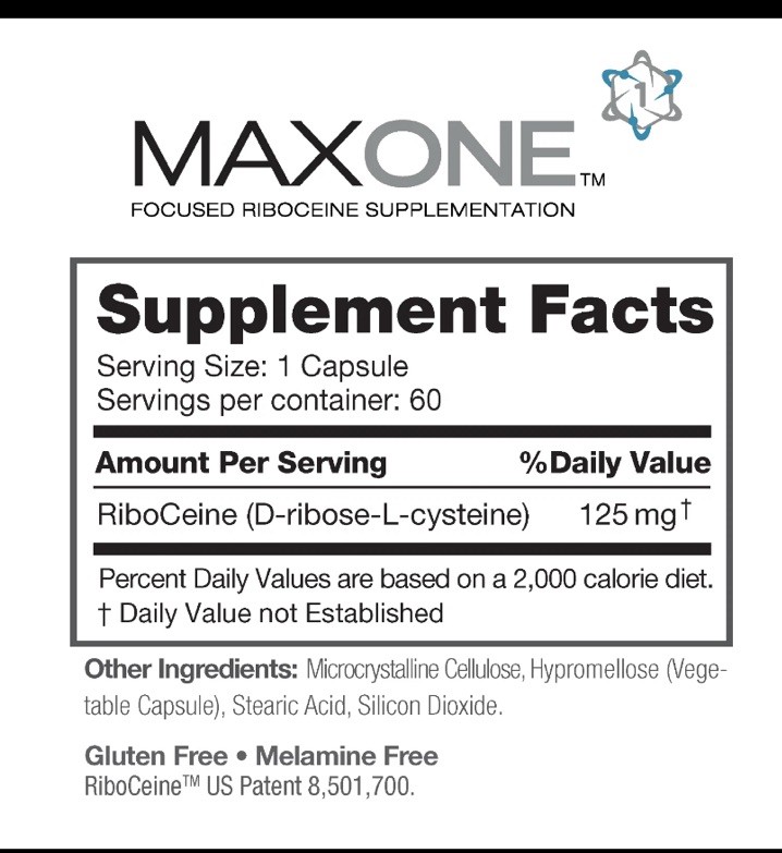 Max ONE, Riboceine, 60 Capsules, 30-Day Supply, Exp. 06/2026