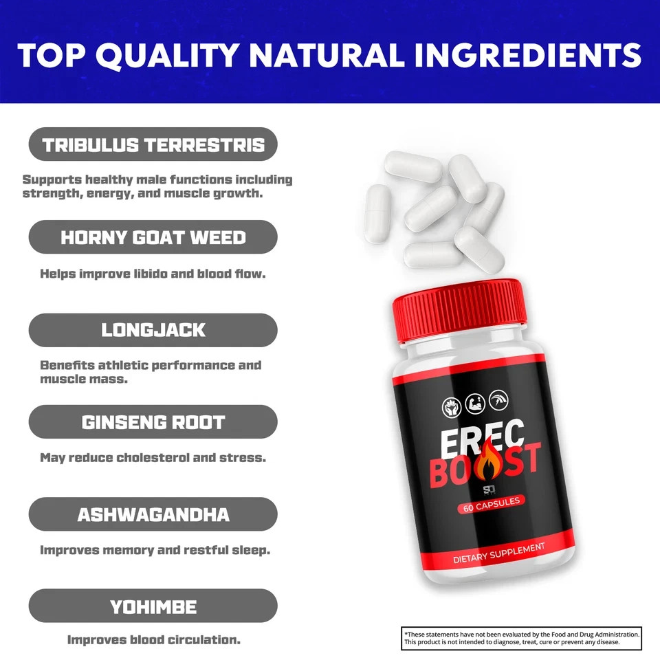 (2 Pack) Erec Boost Pills, Maximize Energy, Vitality & Stamina 120 Capsules